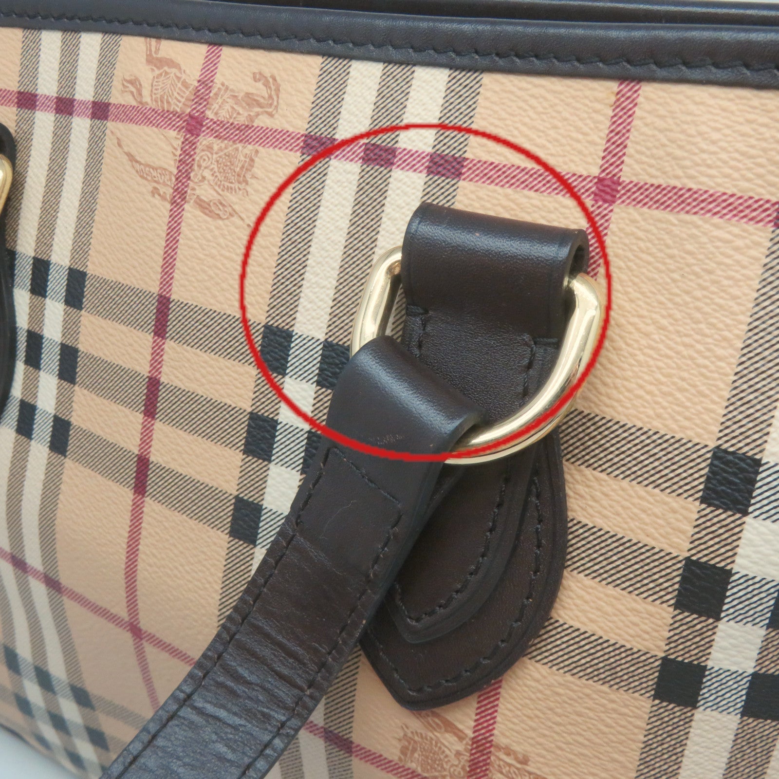 BURBERRY 【激減優惠】塗層帆布Tote Bag金扣肩背袋啡色
