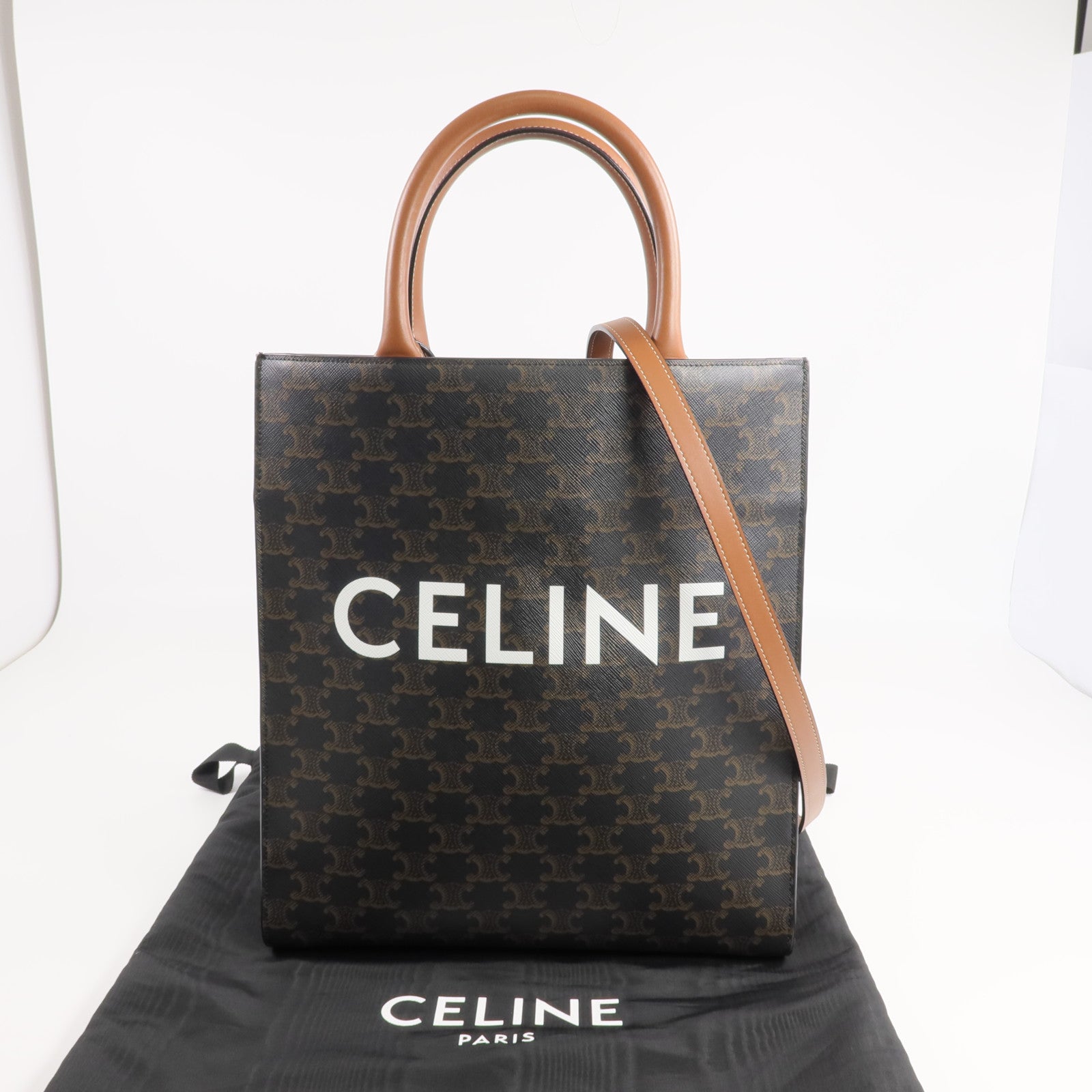CELINE 【激減優惠】塗層帆布Triomphe Cabas Vertical金扣手挽肩背兩用袋