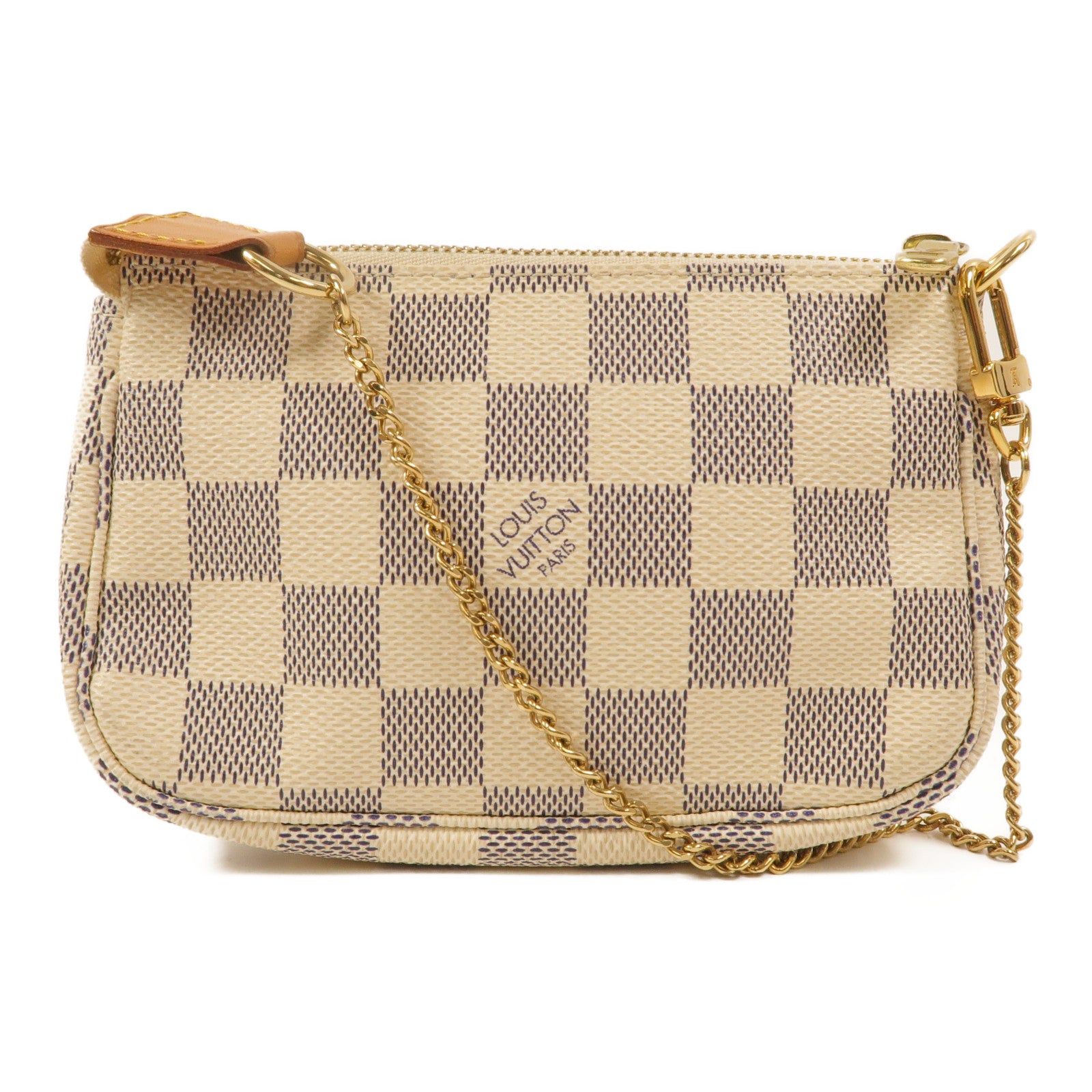 LOUIS VUITTON Damier Azur Mini Pochette Accessories鏈帶手挽袋
