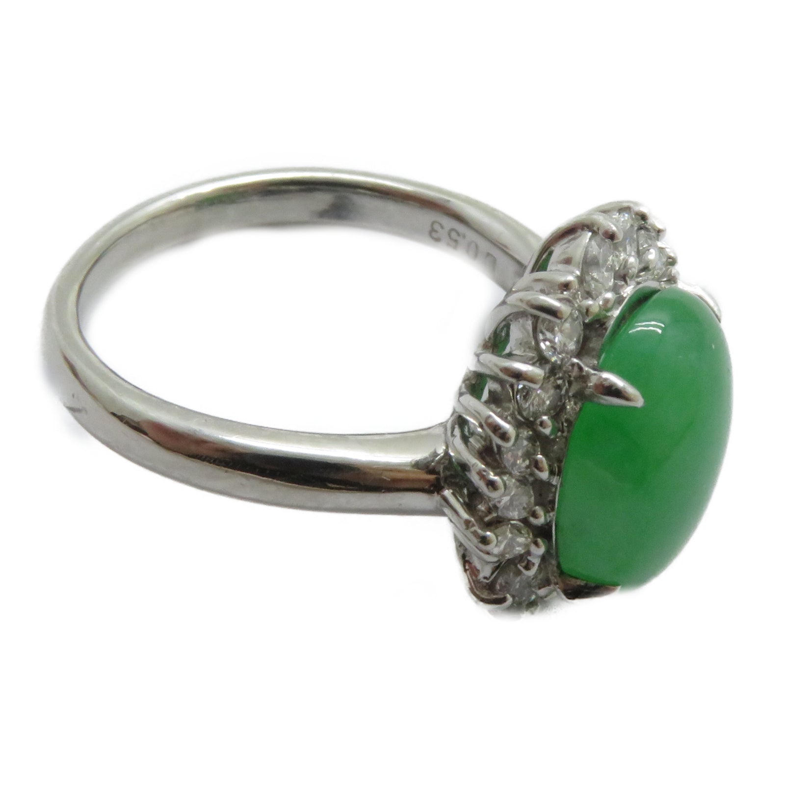 JEWELRY PT900鉑金Jade Ring 5.03ct翡翠/0.53ct鑚石戒指US#6.25
