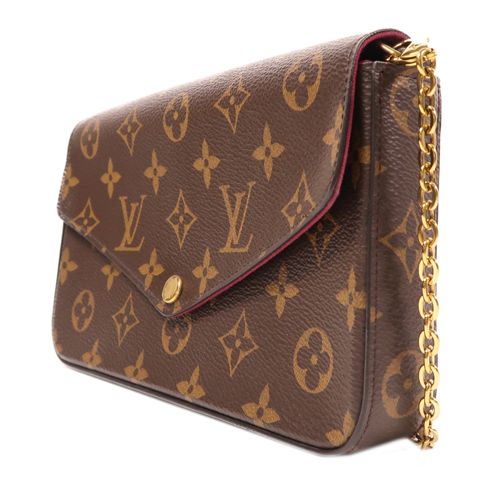 LOUIS VUITTON Monogram Felicie Pochette金扣鏈帶肩背袋棕色