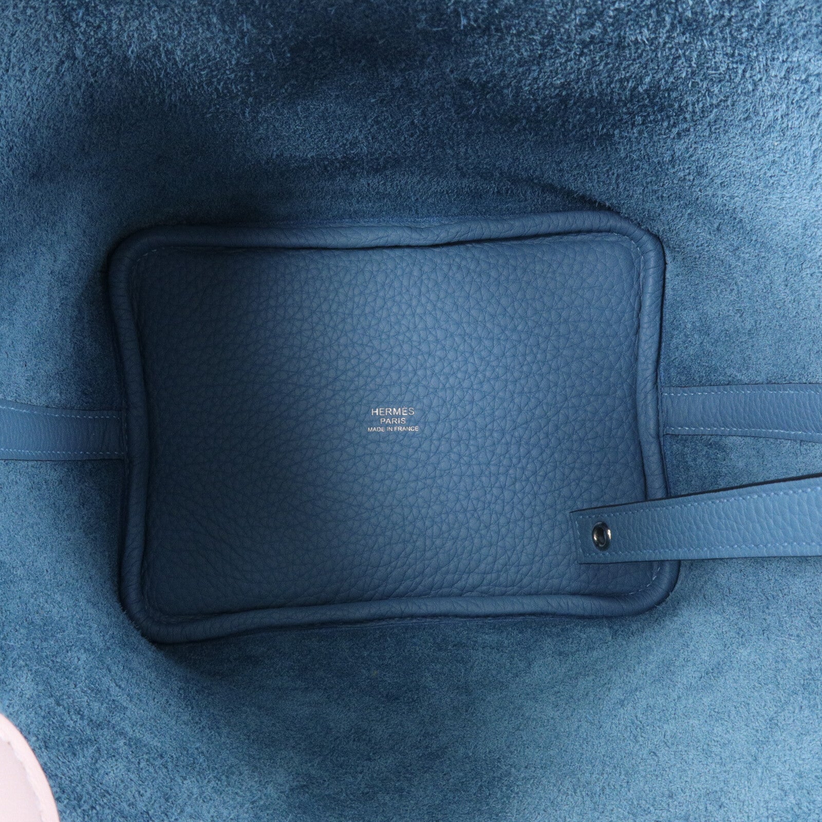 HERMES Clemence皮革Picotin PM手挽袋Bleu Jean