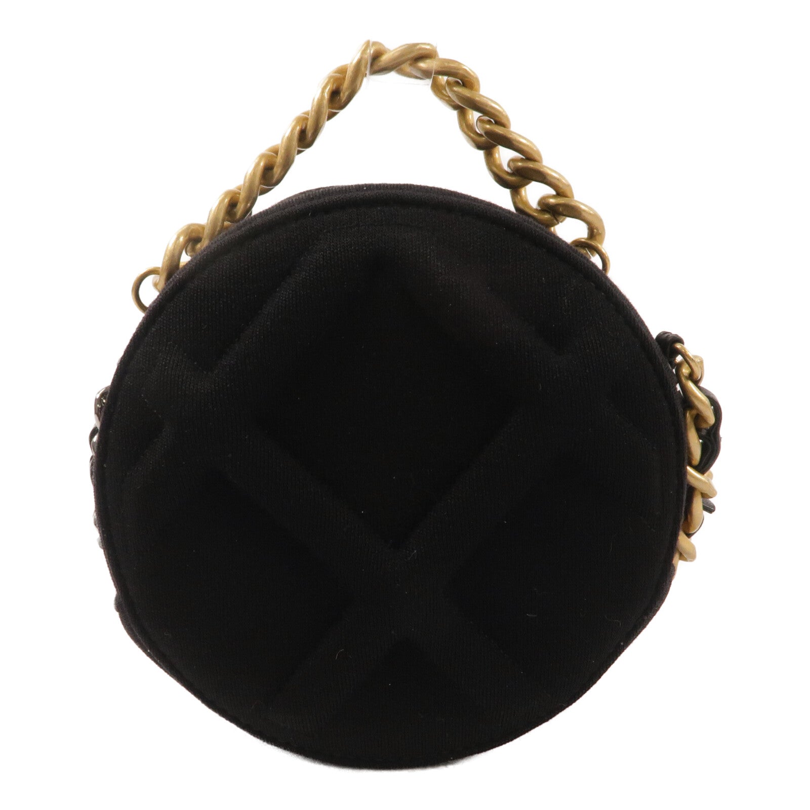 CHANEL 棉布Round 19 Clutch With Chain鏈帶手挽肩背兩用袋