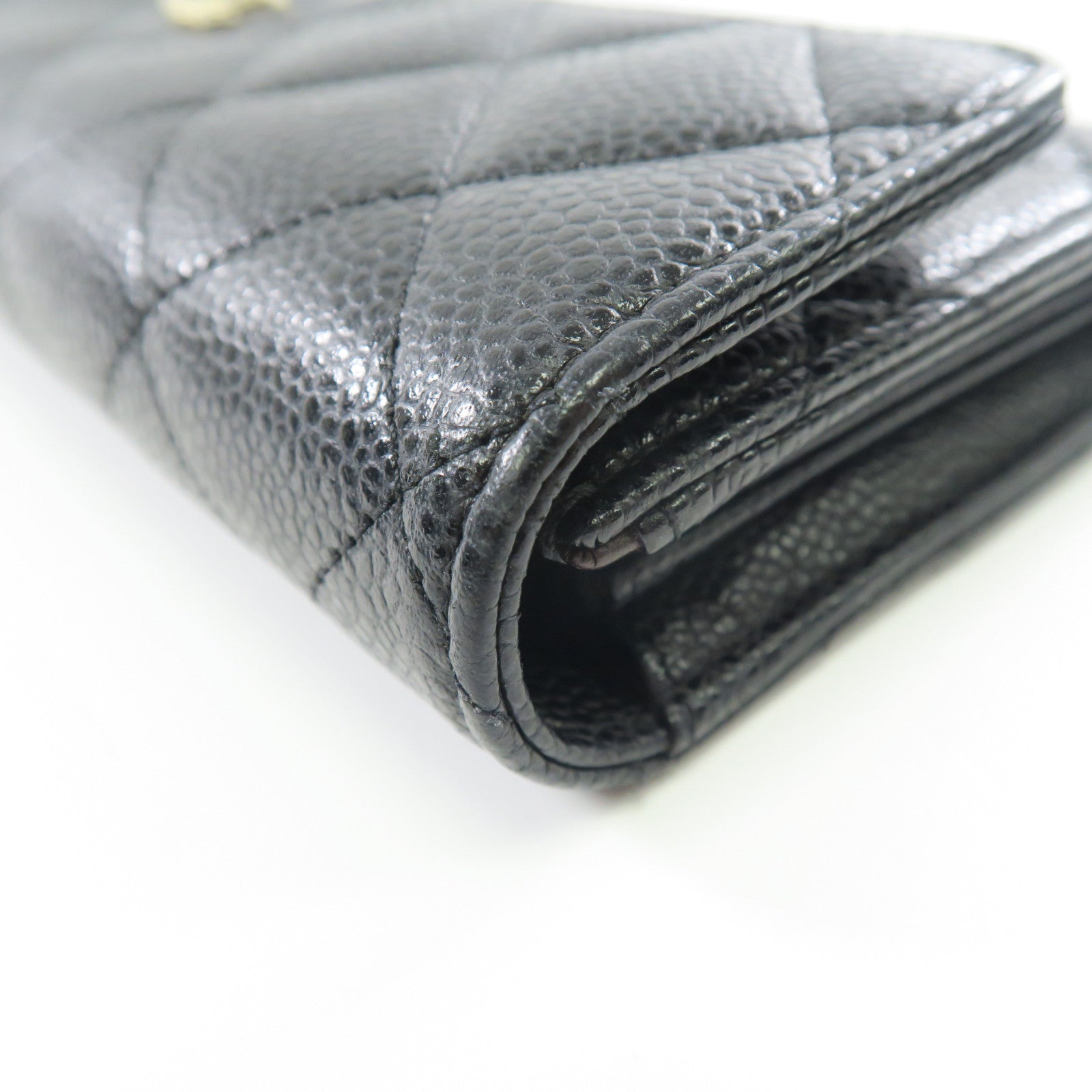 CHANEL 牛皮皮革Wallet金扣長錢包黑色