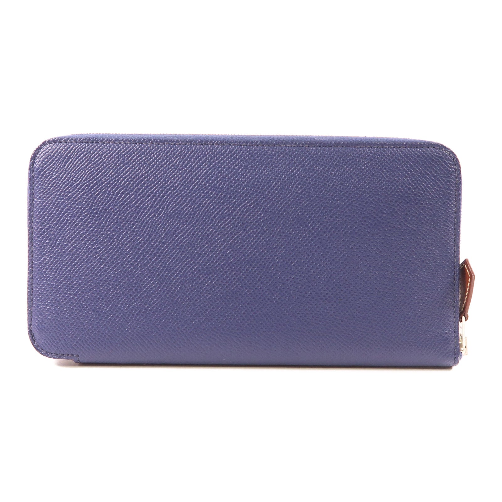 HERMES Epsom皮革Silk In Wallet銀扣長錢包Bleu Indigo