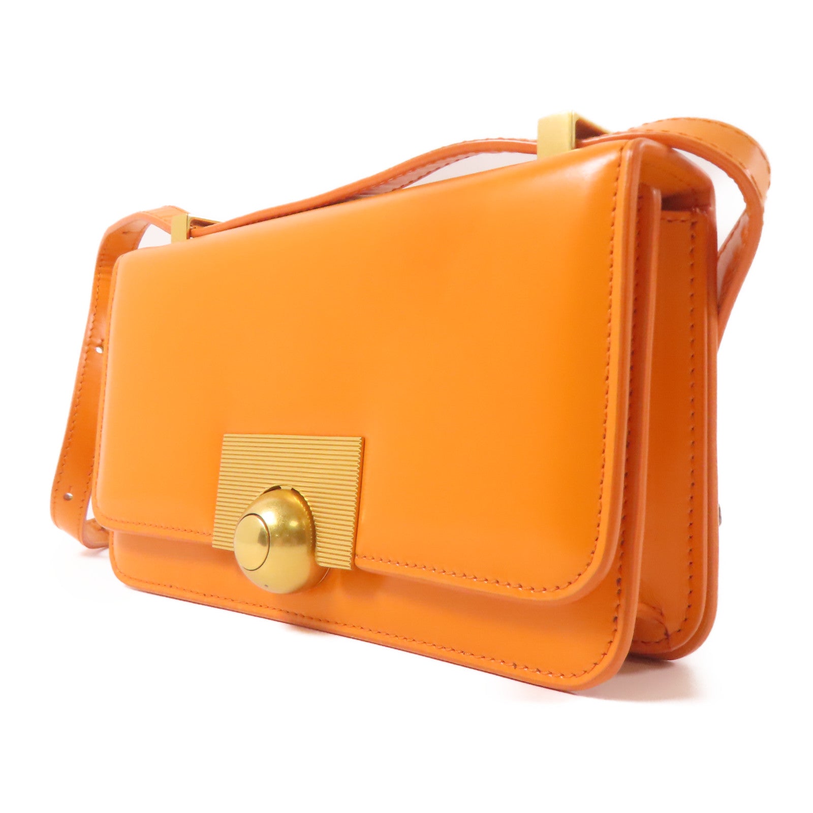 BOTTEGA VENETA 牛皮皮革Mini The Classic金扣手挽肩背兩用袋橙色