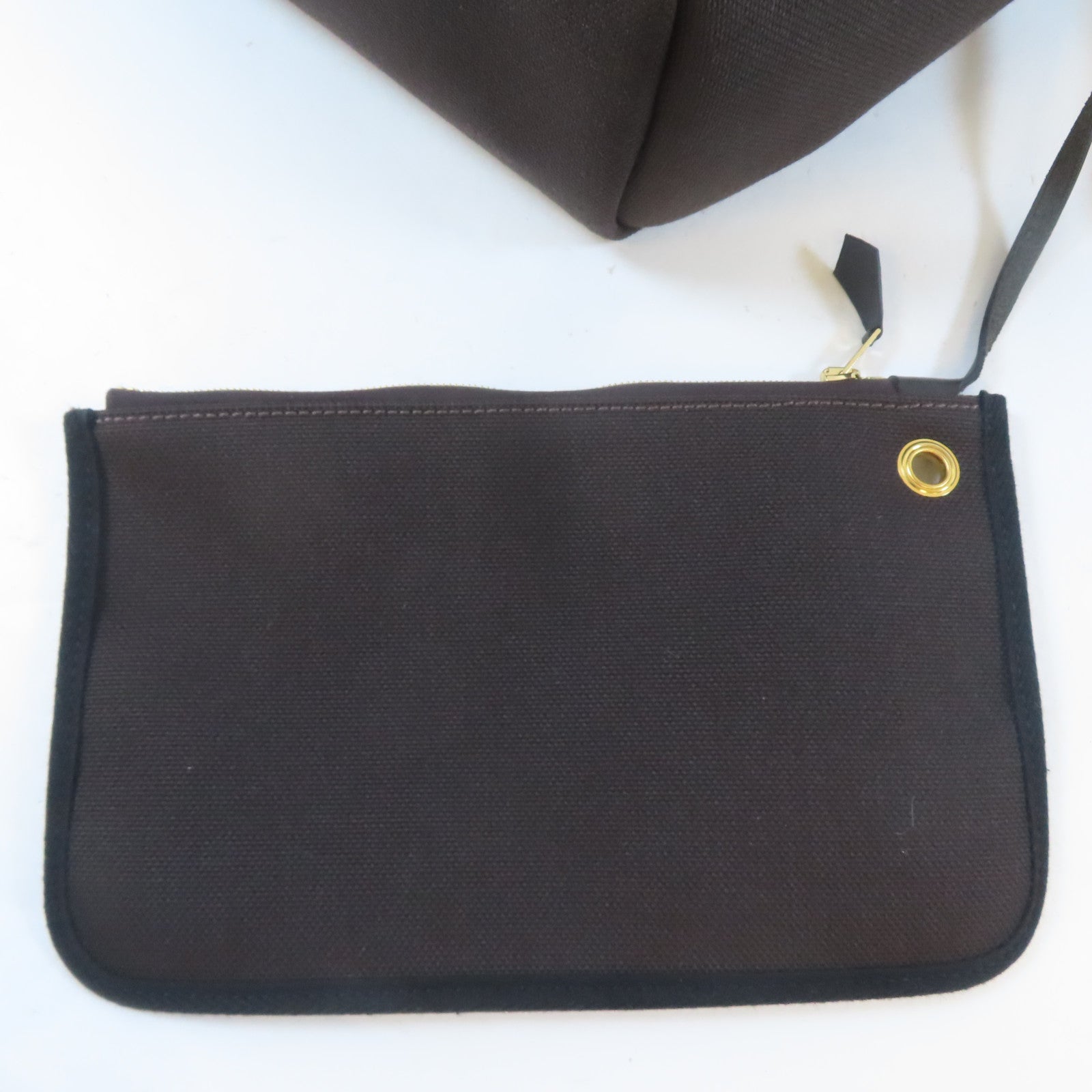 HERMES 帆布Herbag PM金扣手挽肩背兩用袋啡色