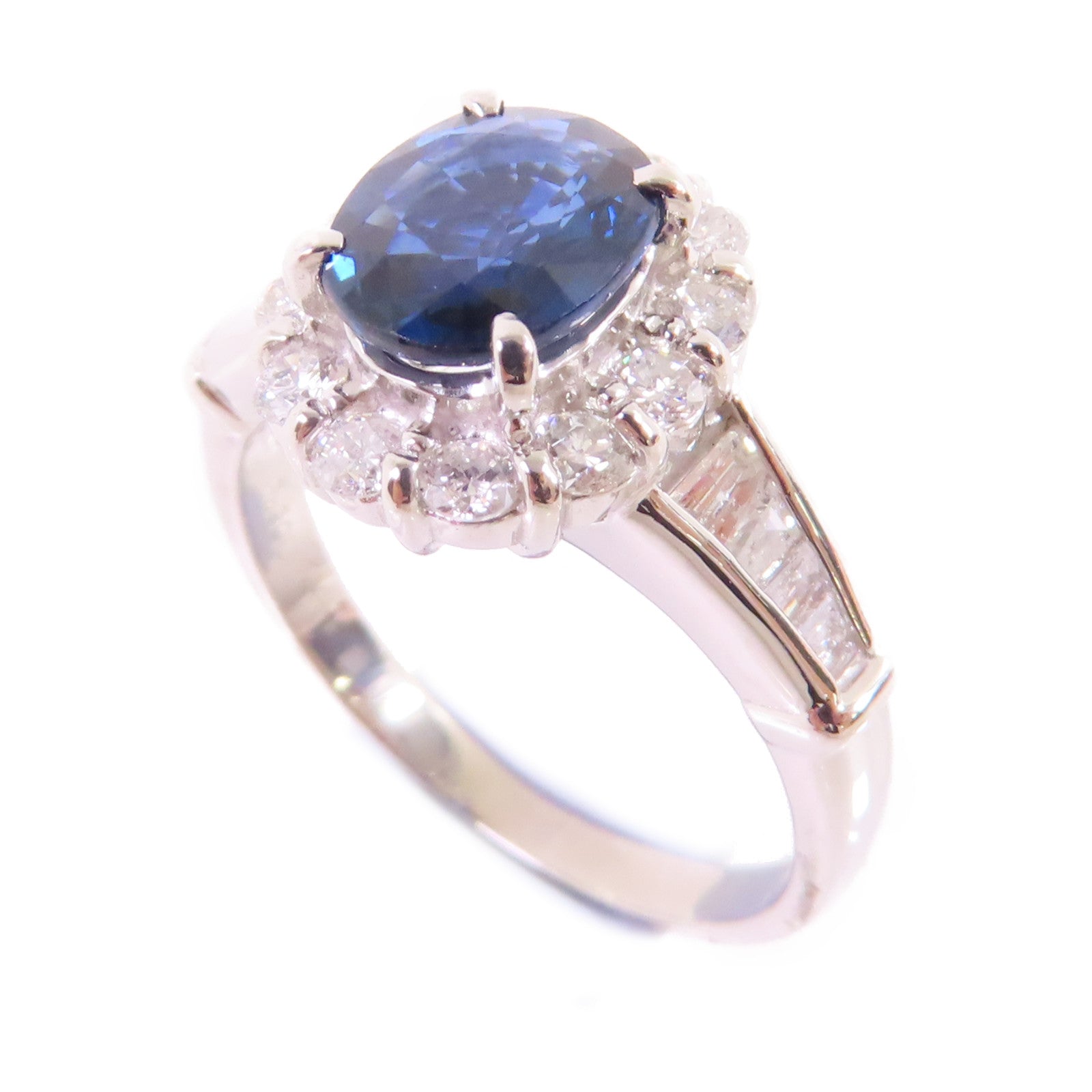 JEWELRY PT900鉑金/1.44ct藍寶石/0.64ct鑽石Sapphire/Diamond Ring戒指US#6