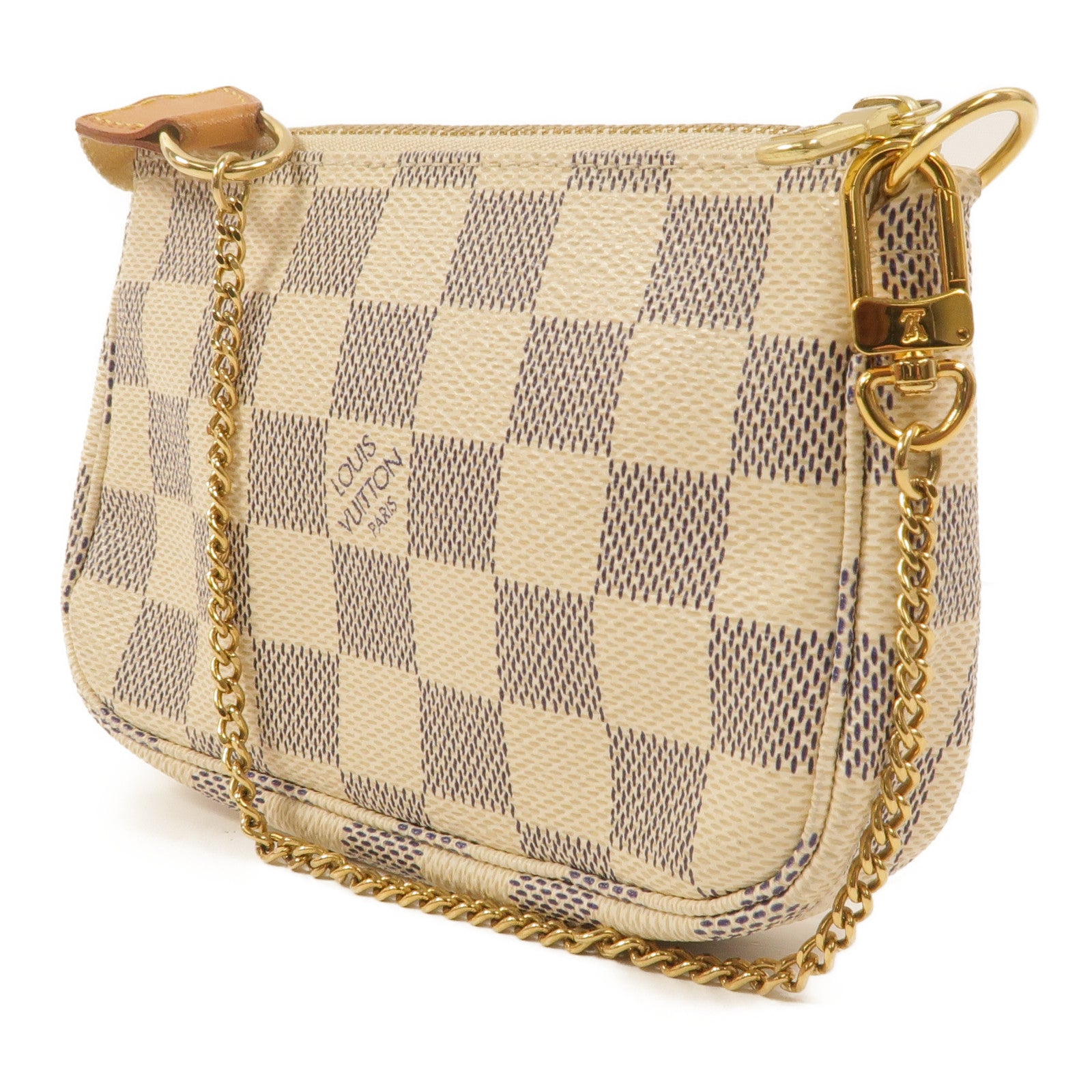 LOUIS VUITTON Damier Azur Mini Pochette Accessories鏈帶手挽袋