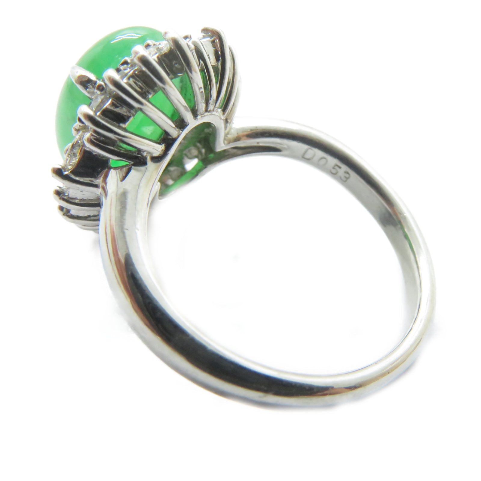 JEWELRY PT900鉑金Jade Ring 5.03ct翡翠/0.53ct鑚石戒指US#6.25