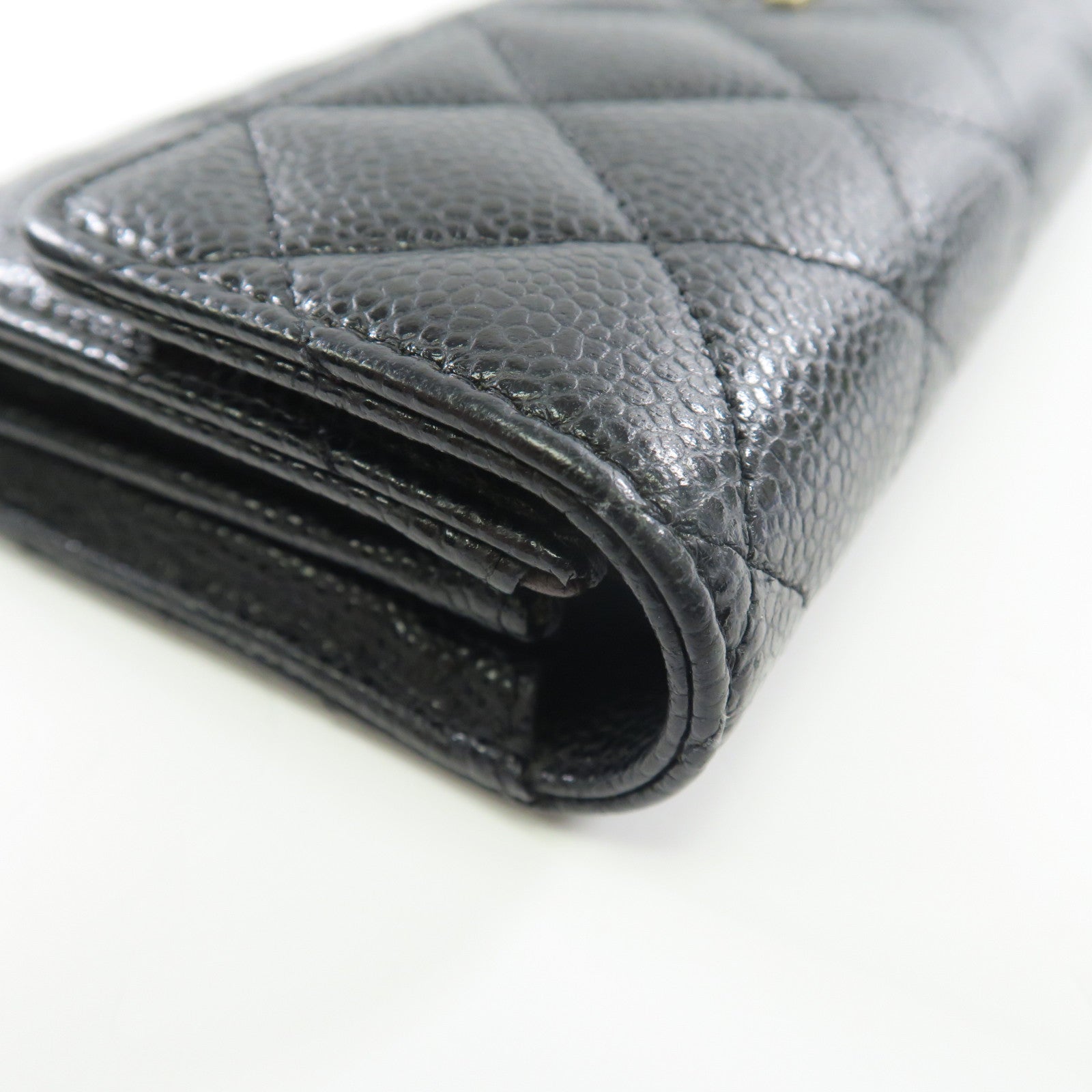 CHANEL 牛皮皮革Wallet金扣長錢包黑色