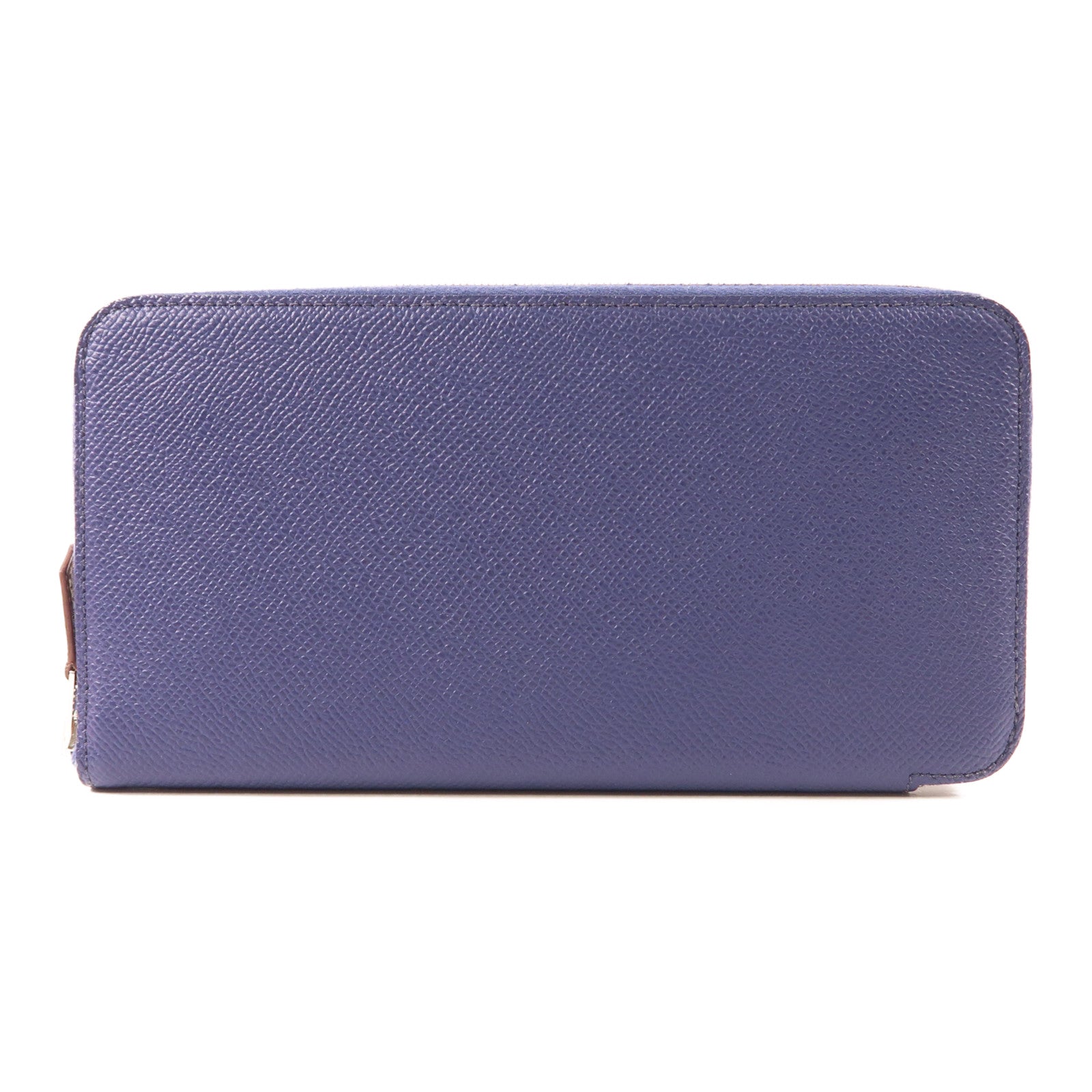 HERMES Epsom皮革Silk In Wallet銀扣長錢包Bleu Indigo