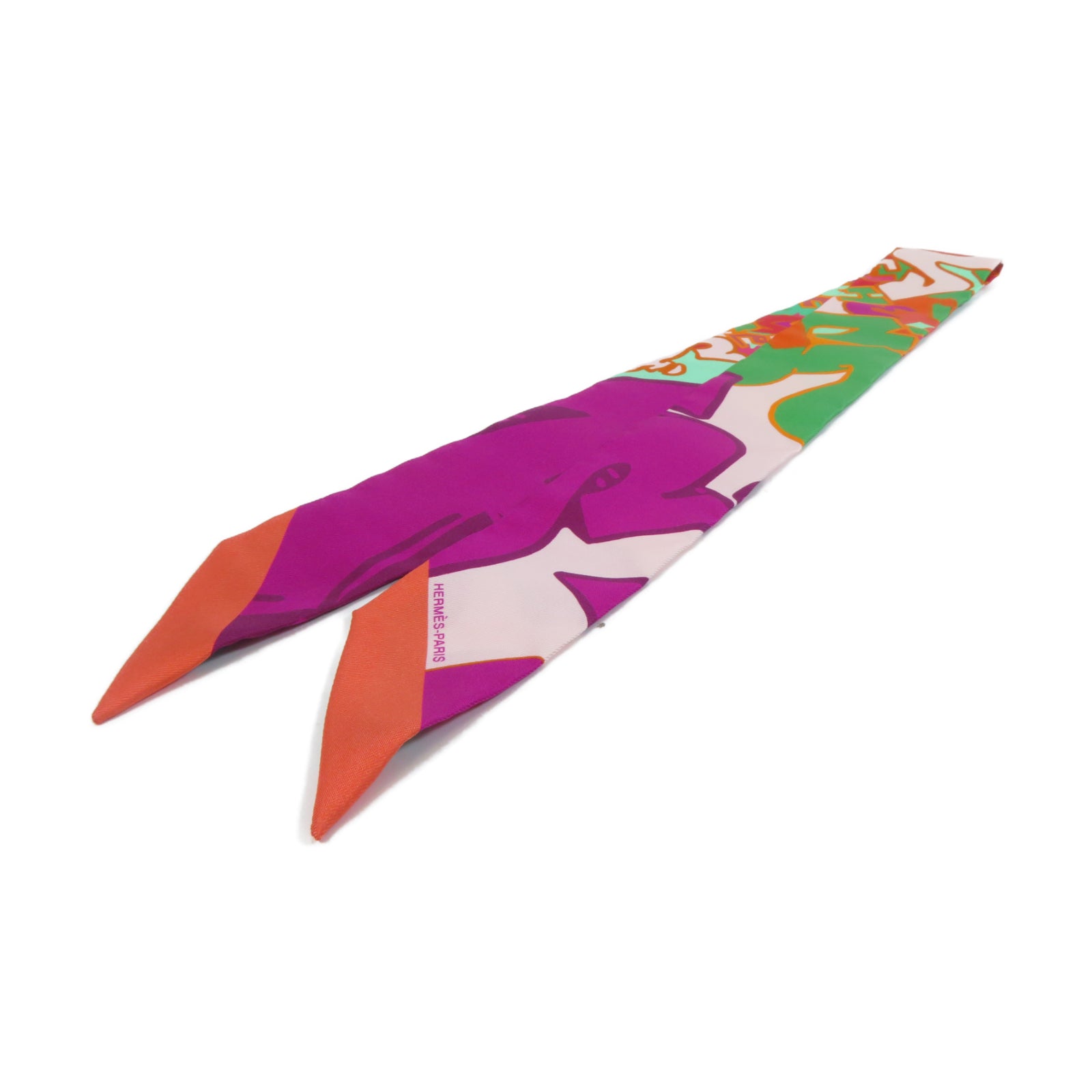 HERMES 【激減優惠】絲質Twilly絲巾紫色