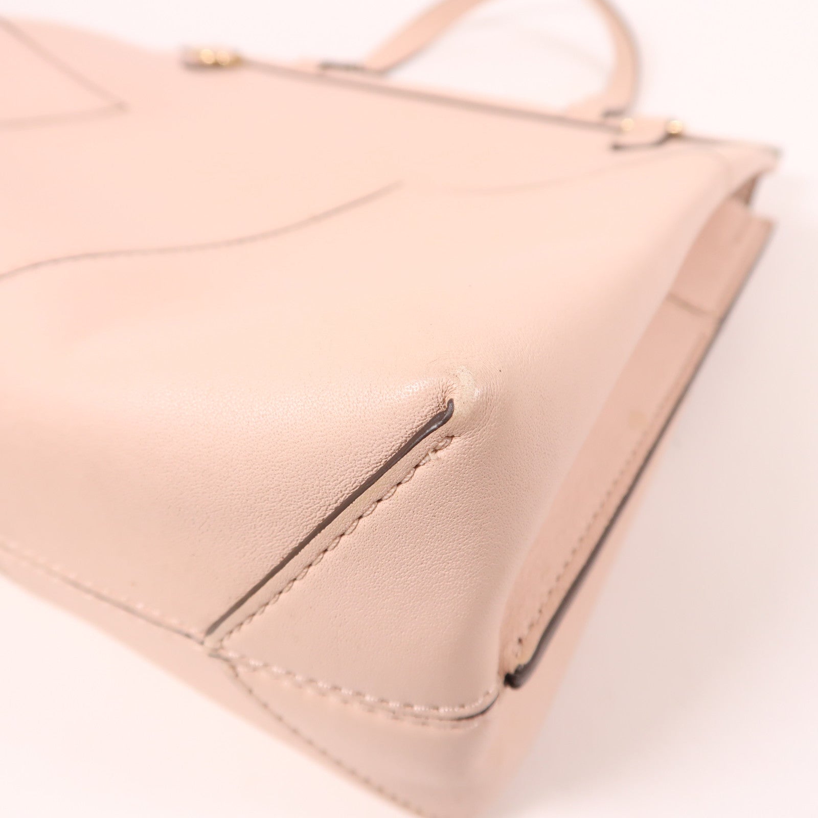 牛皮皮革Shoulder Bag金扣手挽肩背兩用袋粉紅色