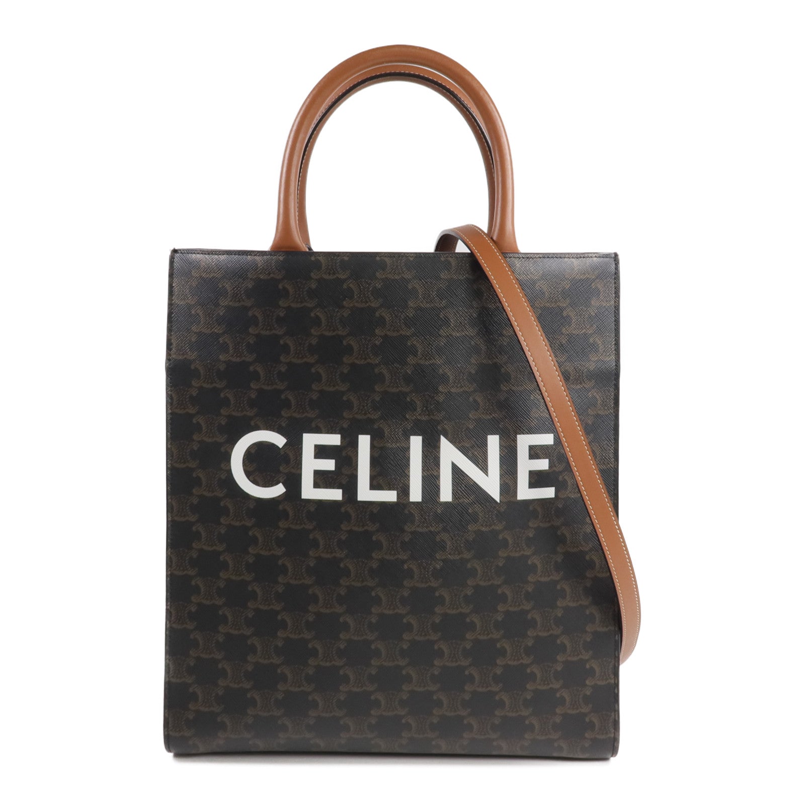 CELINE 【激減優惠】塗層帆布Triomphe Cabas Vertical金扣手挽肩背兩用袋