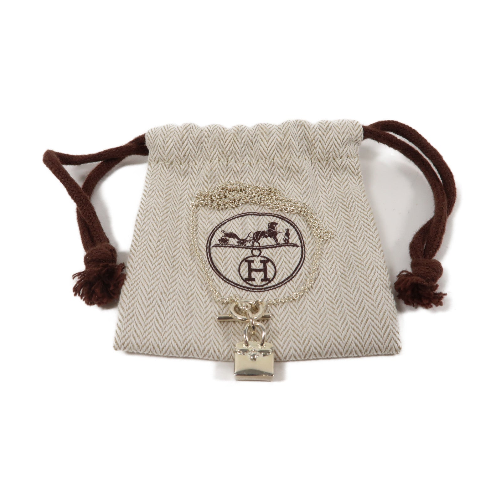 HERMES 925純銀Birkin Necklace項鍊銀色