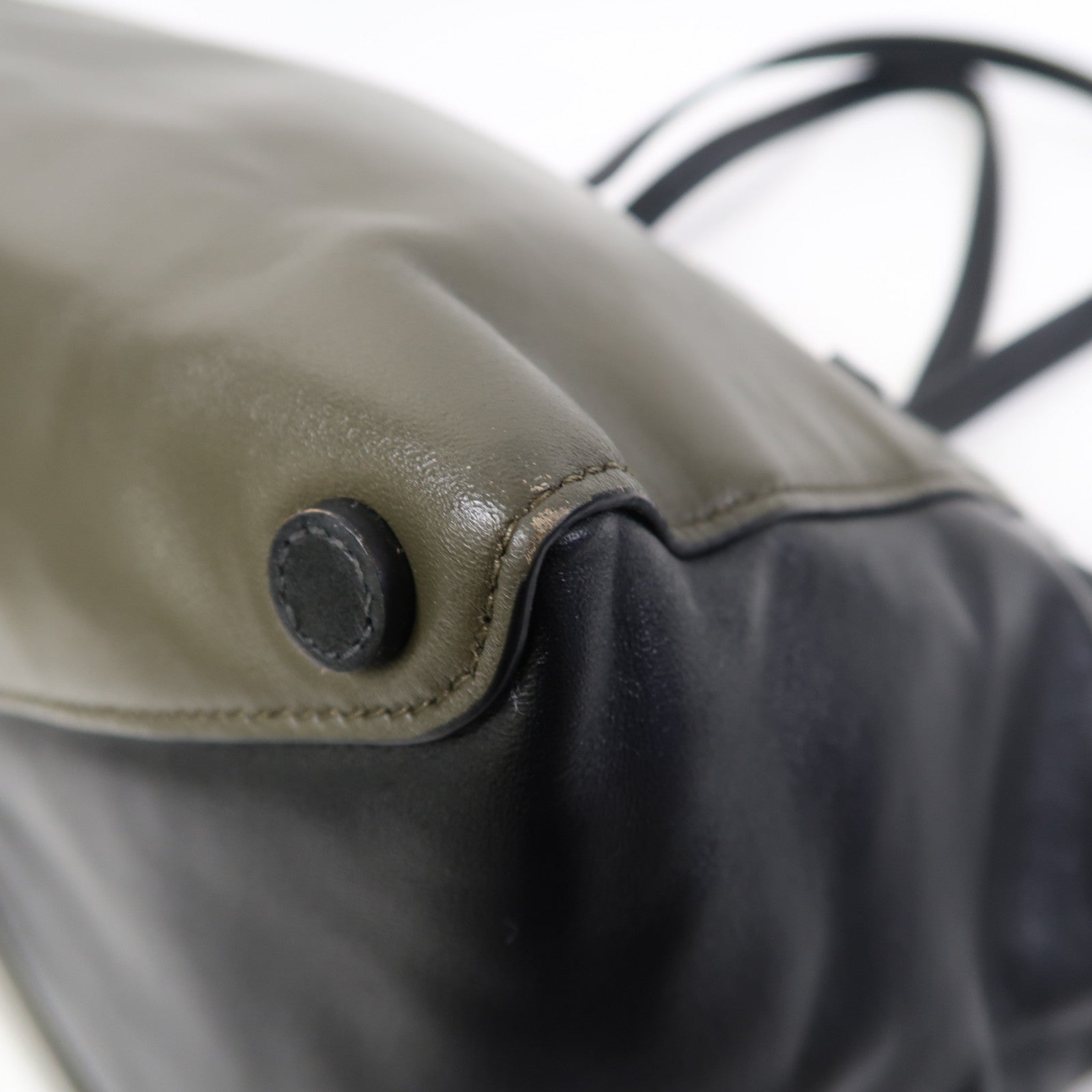 PRADA 牛皮皮革Shoulder Bag銀扣肩背袋綠色/黑色
