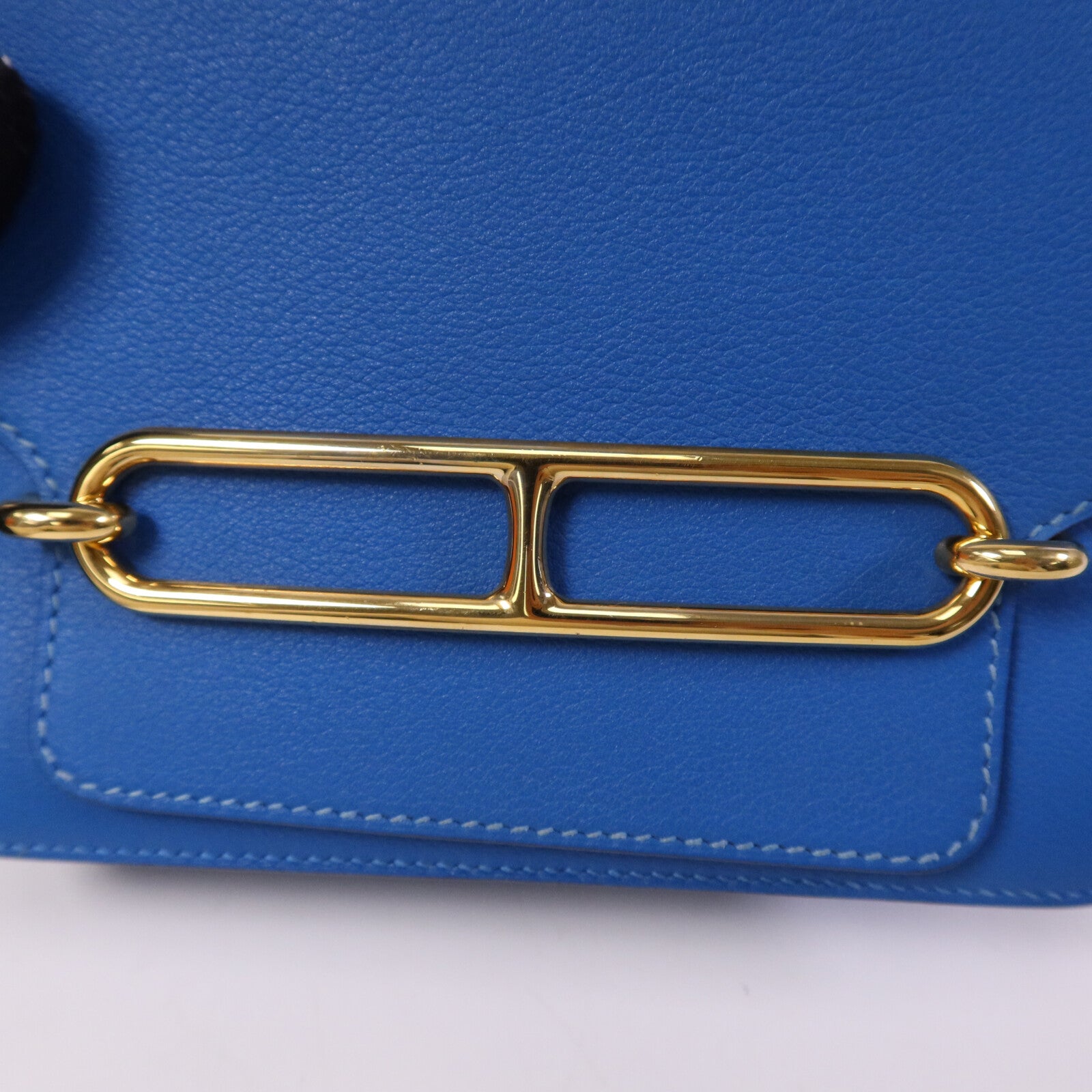 HERMES Evercolor皮革Mini Roulis金扣肩背袋Blue Zanzibar
