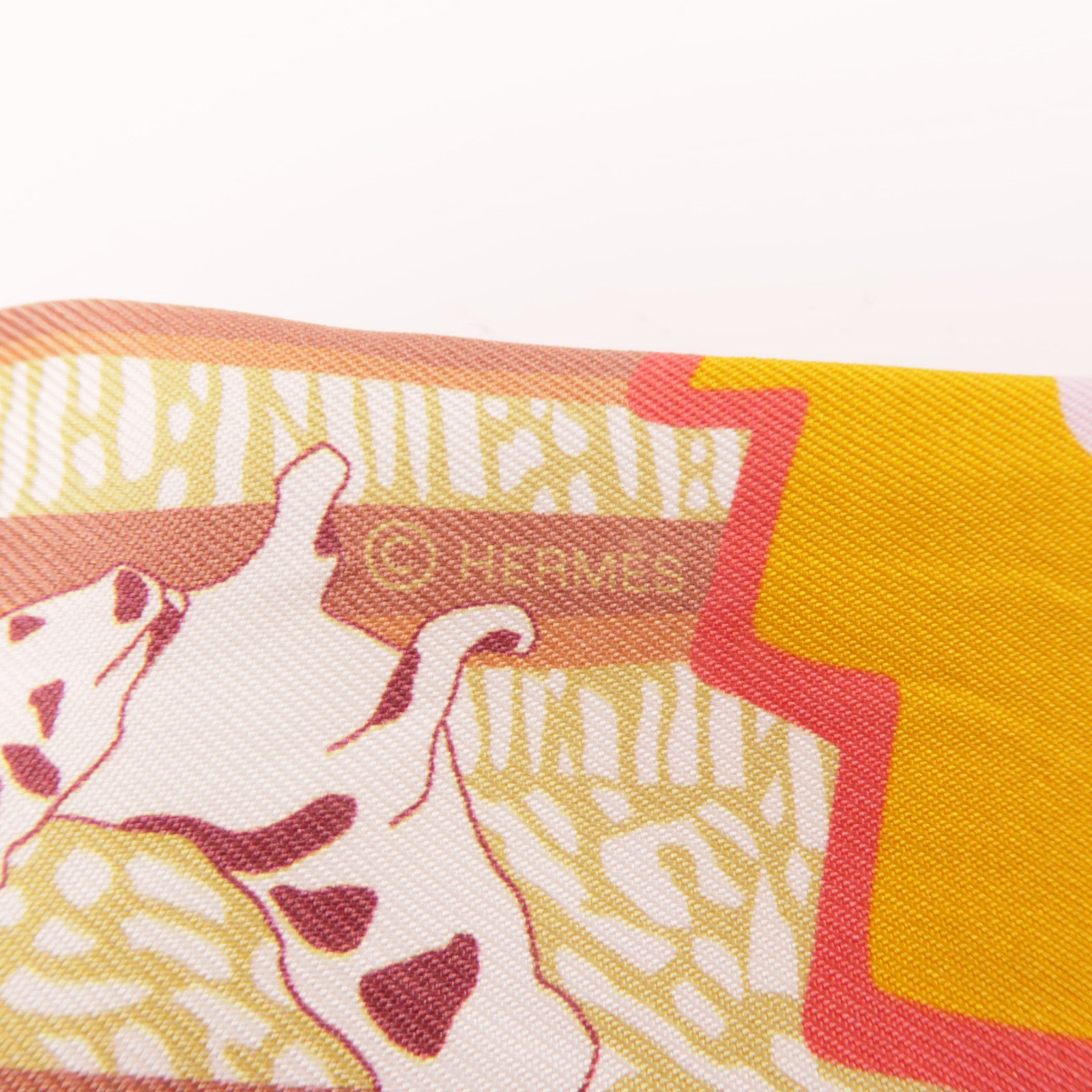 HERMES 絲質Twilly絲巾粉紅色/橙色