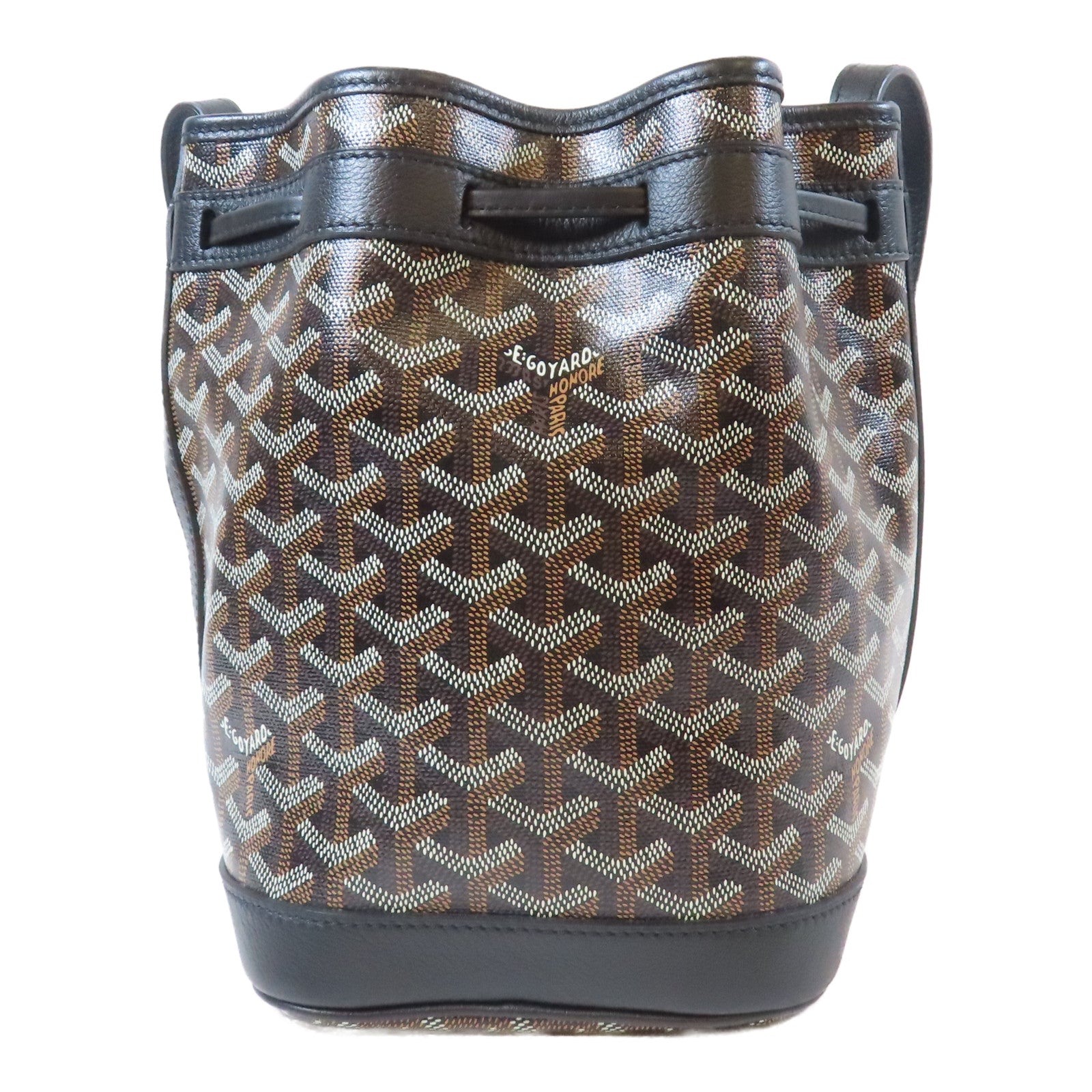 GOYARD 塗層帆布/牛皮皮革Petit Flot Bucket銀扣肩背袋黑色