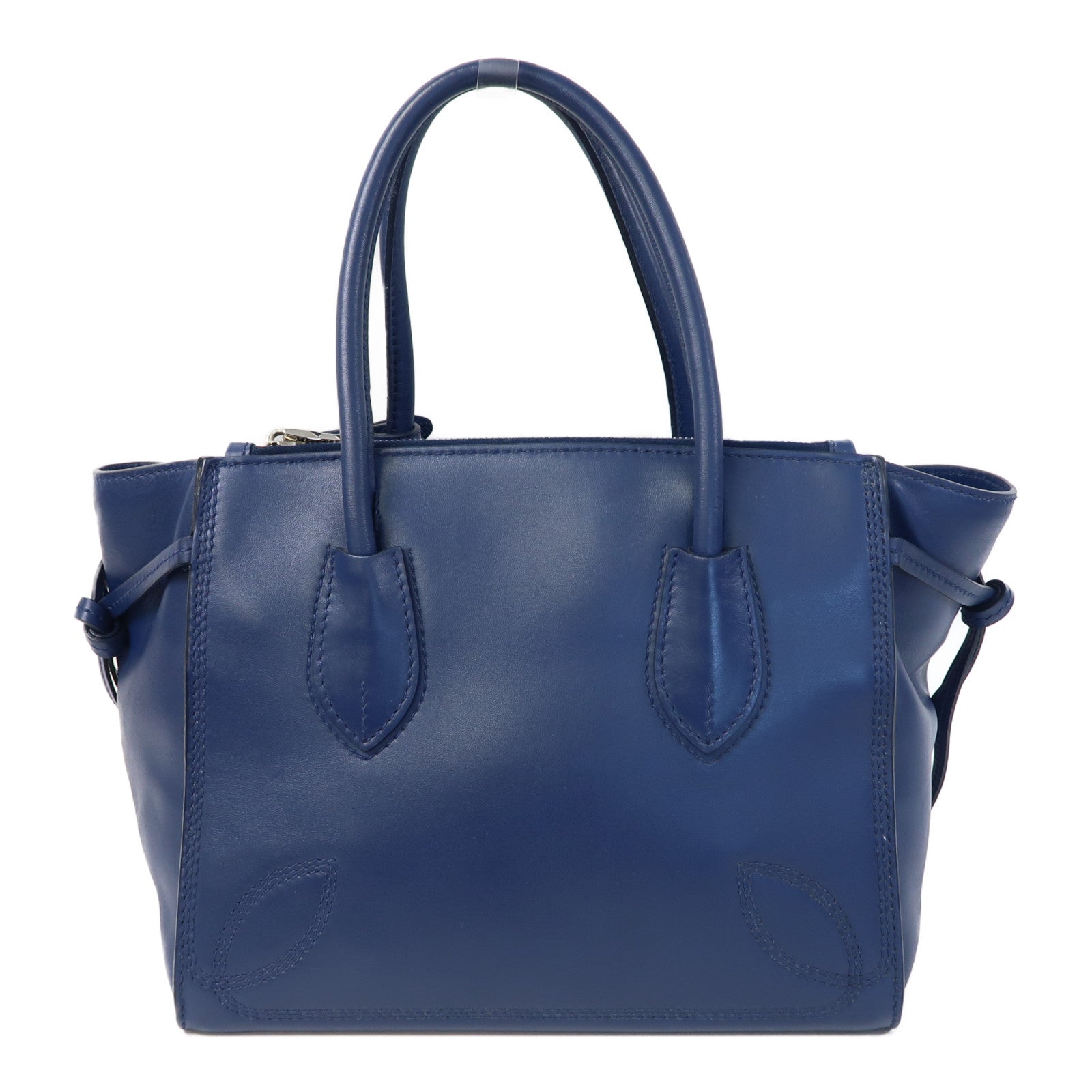 PRADA 【激減優惠】牛皮皮革Shoulder Bag銀扣手挽肩背兩用袋藍色