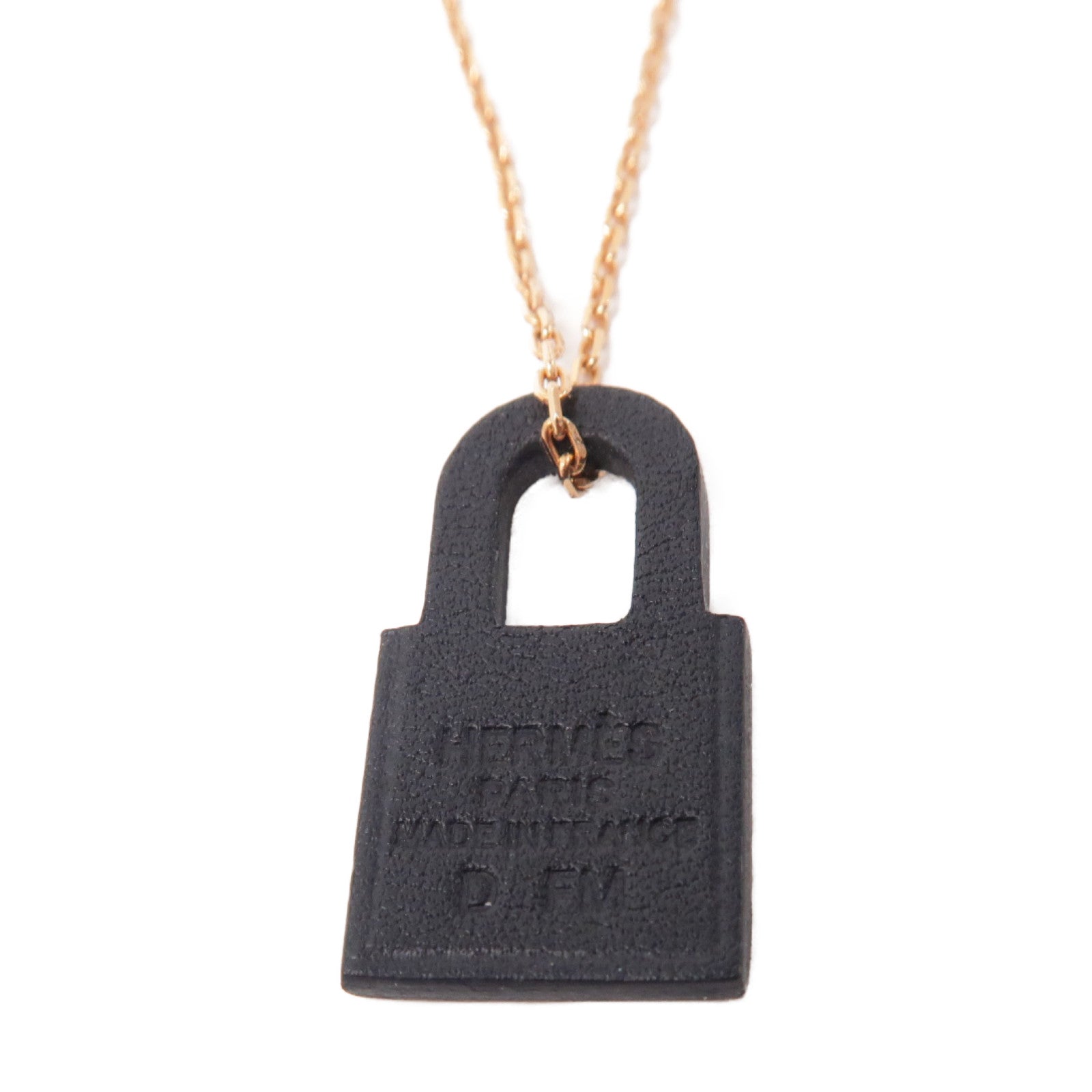 HERMES 皮革/金屬O'Kelly Necklace項鏈黑色/啡色
