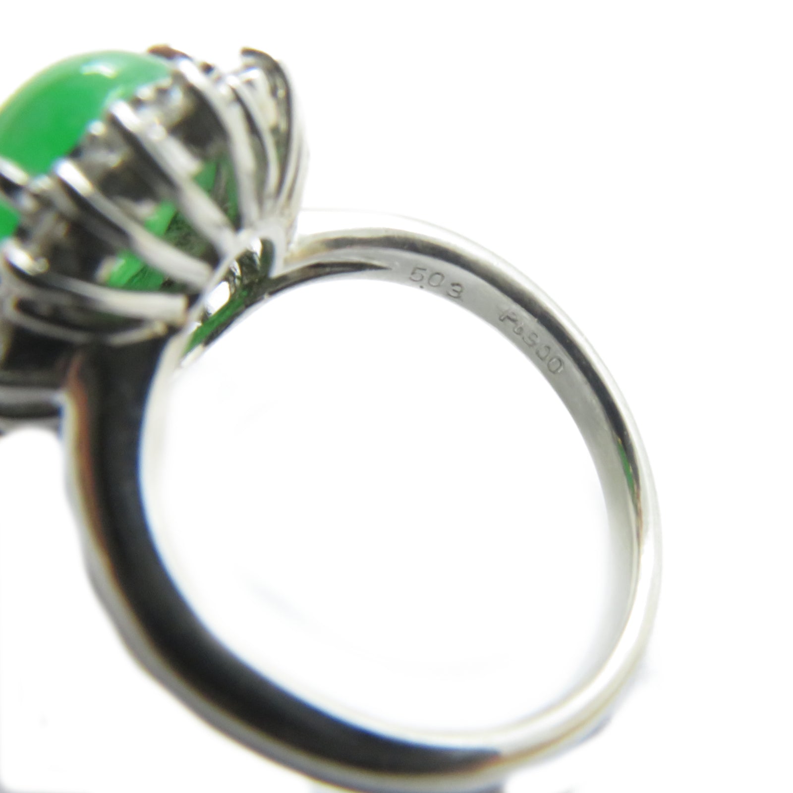 JEWELRY PT900鉑金Jade Ring 5.03ct翡翠/0.53ct鑚石戒指US#6.25