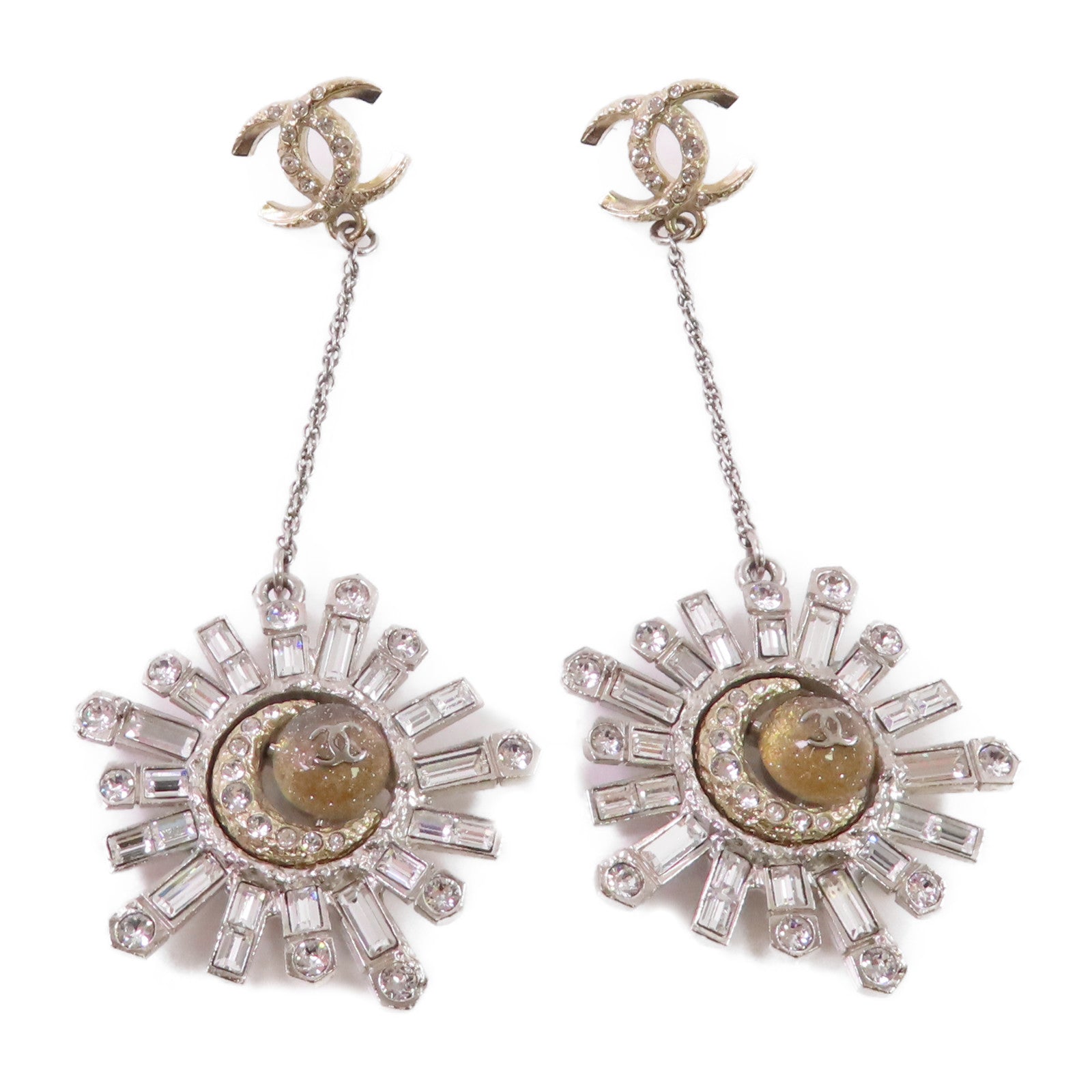 CHANEL 金屬/水鑽Rhinestones CC Earrings耳環金色/銀色