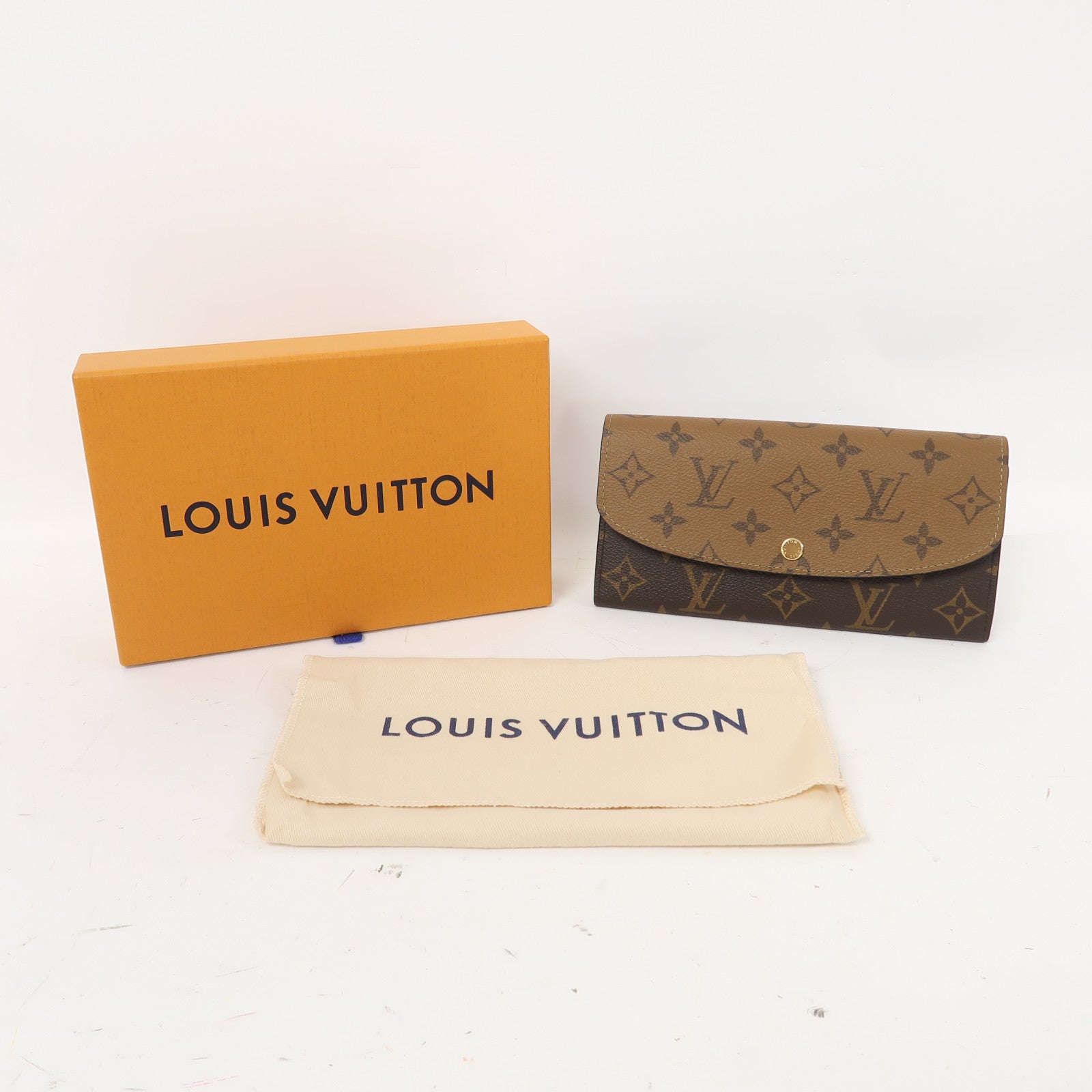LOUIS VUITTON Monogram Emilie金扣長錢包啡色