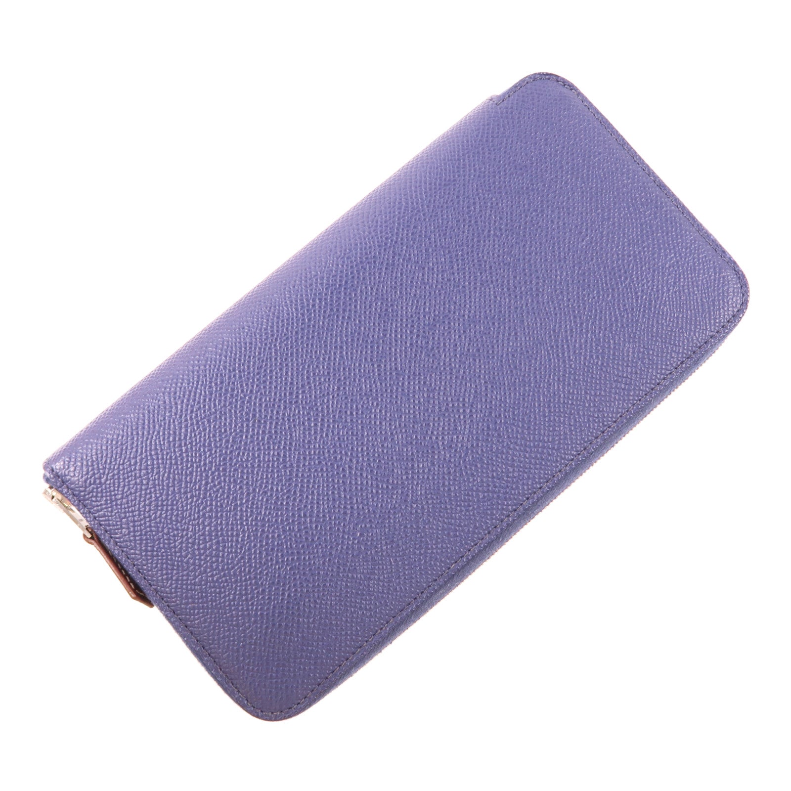 HERMES Epsom皮革Silk In Wallet銀扣長錢包Bleu Indigo