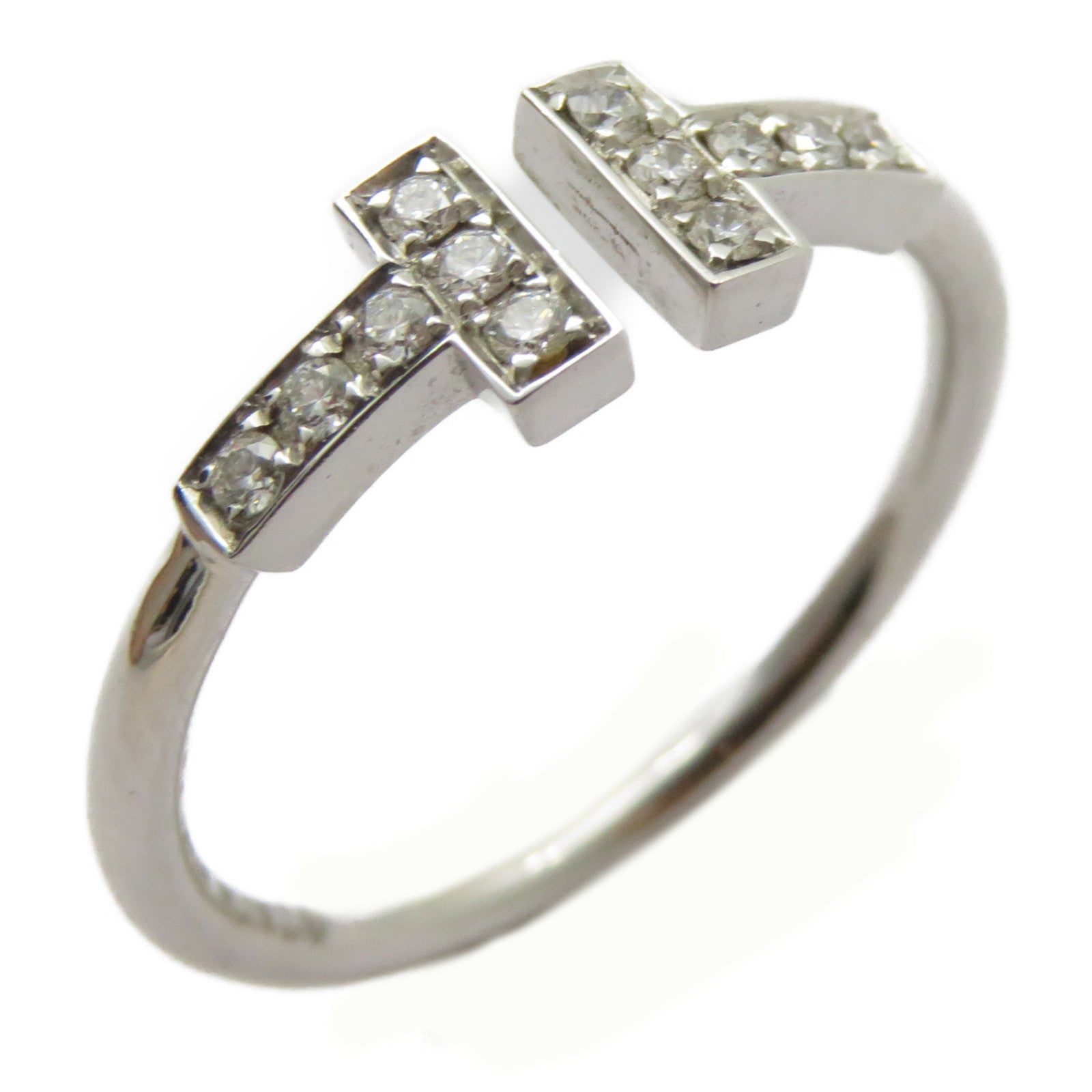 TIFFANY＆CO 18K白金T Wire Diamond Ring鑽石戒指US#7.25