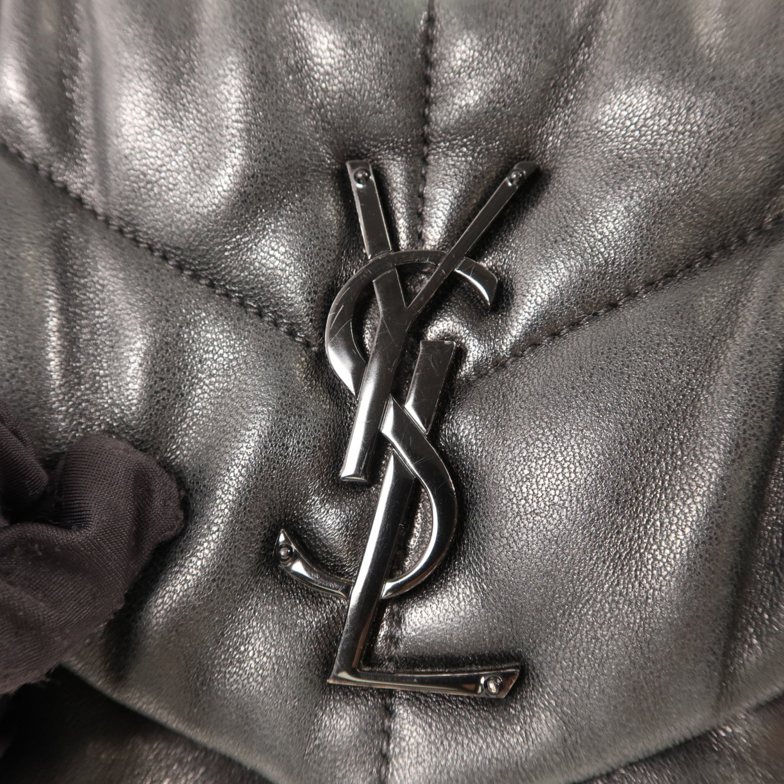 SAINT LAURENT 羊皮皮革Shoulder Bag銀扣手挽肩背兩用袋