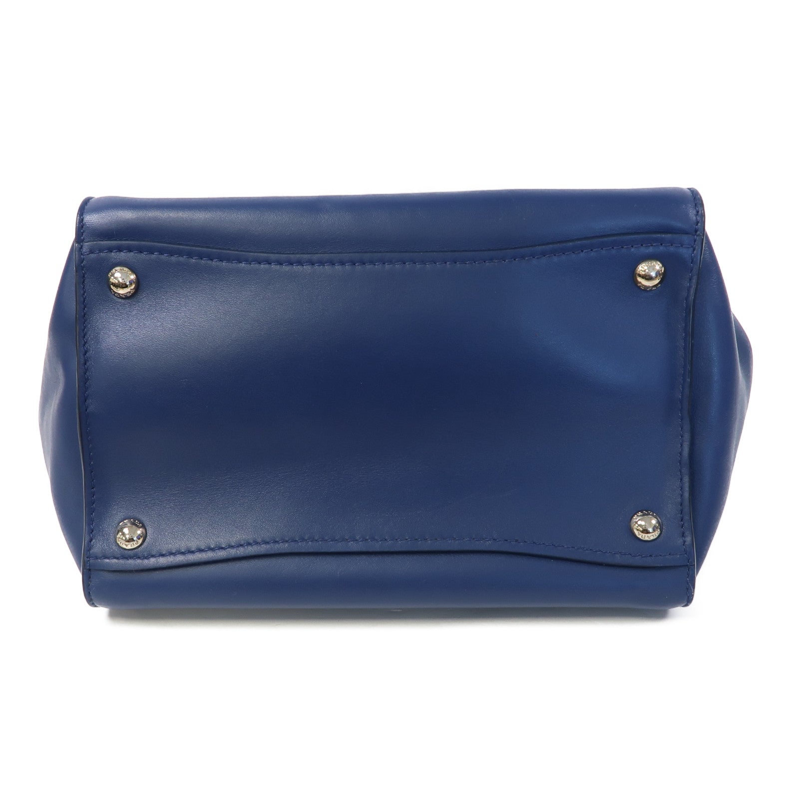 PRADA 【激減優惠】牛皮皮革Shoulder Bag銀扣手挽肩背兩用袋藍色
