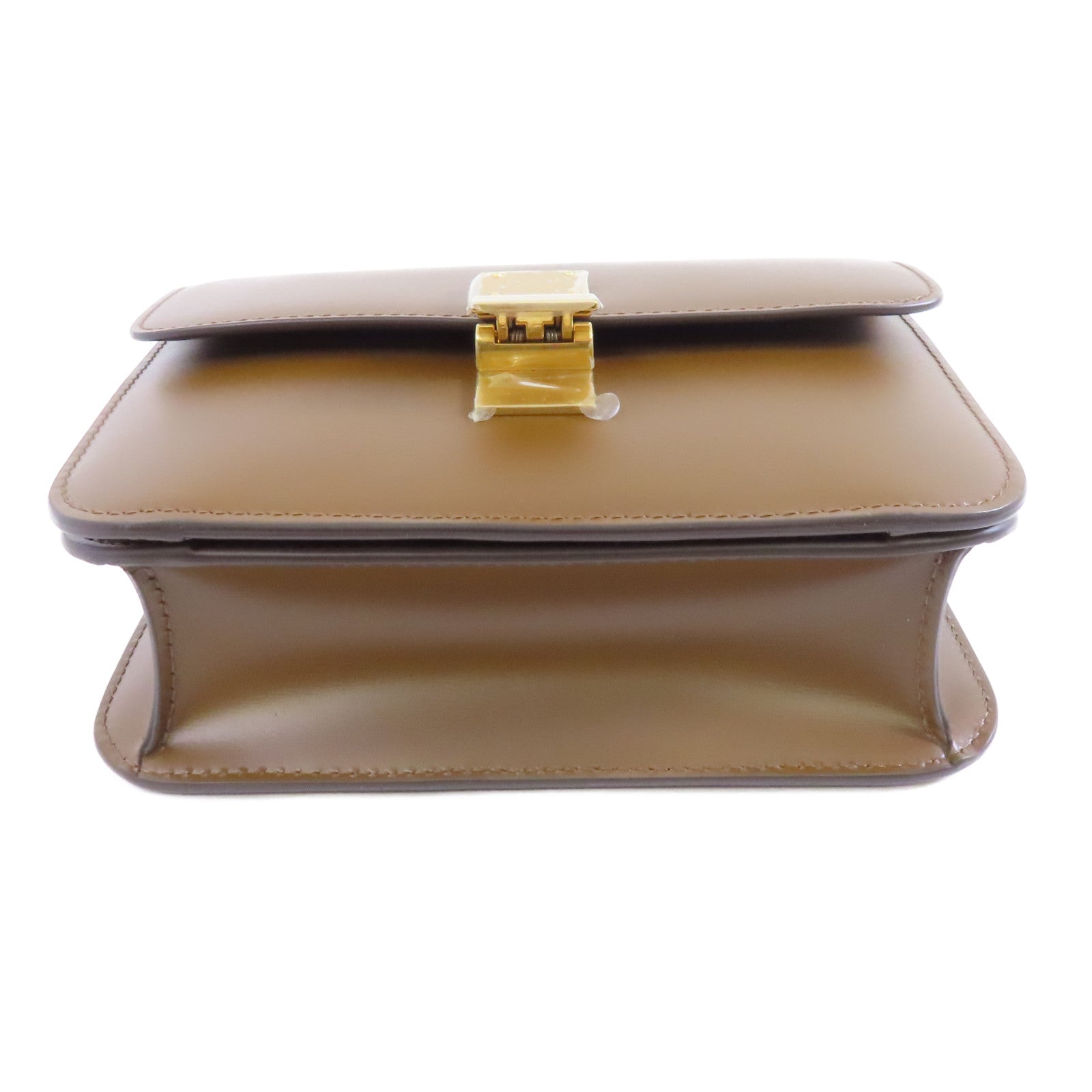 CELINE 牛皮皮革Mini Classic Box金扣肩背袋啡色