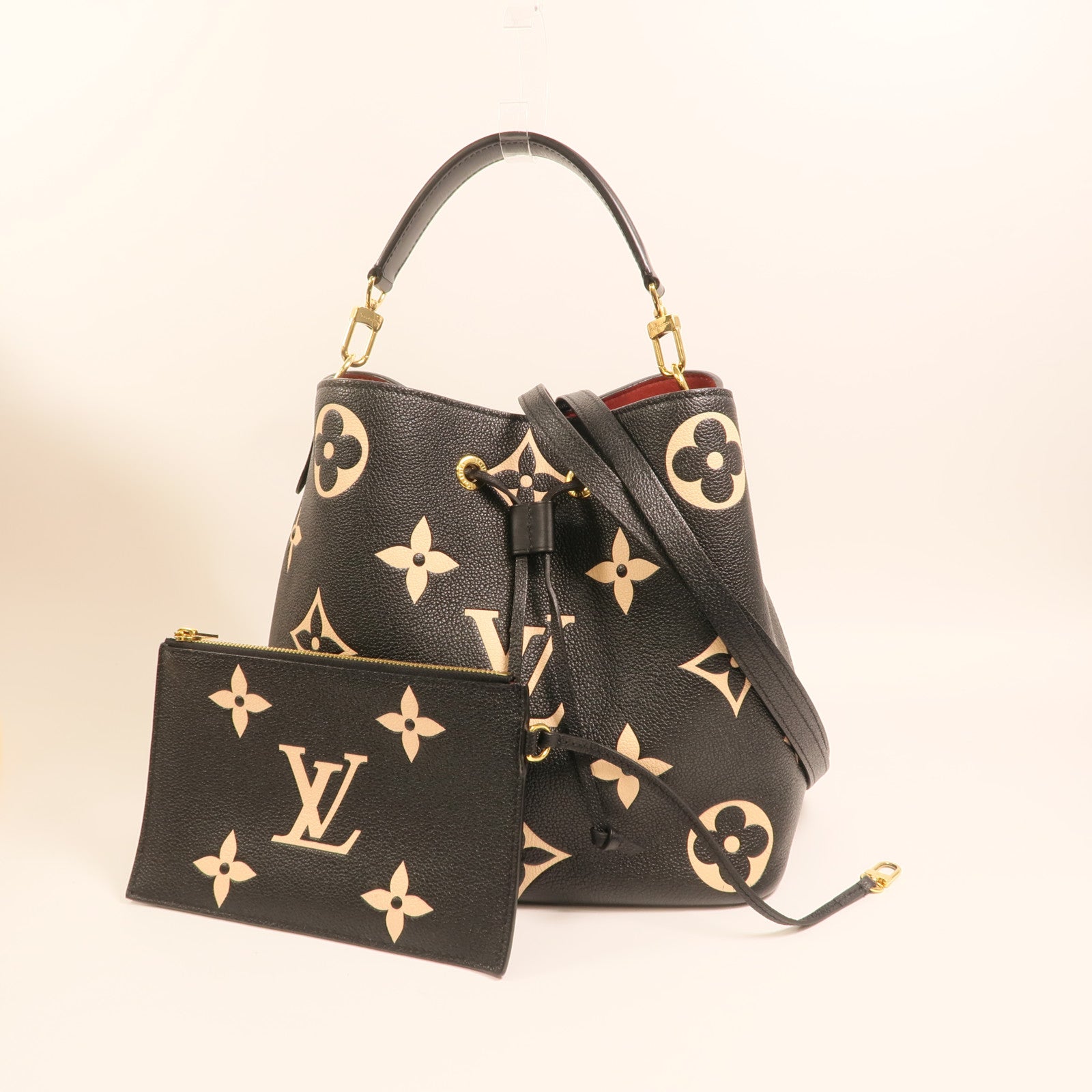 LOUIS VUITTON Monogram Empreinte Bicolor Neo Noe MM金扣手挽肩背兩用袋