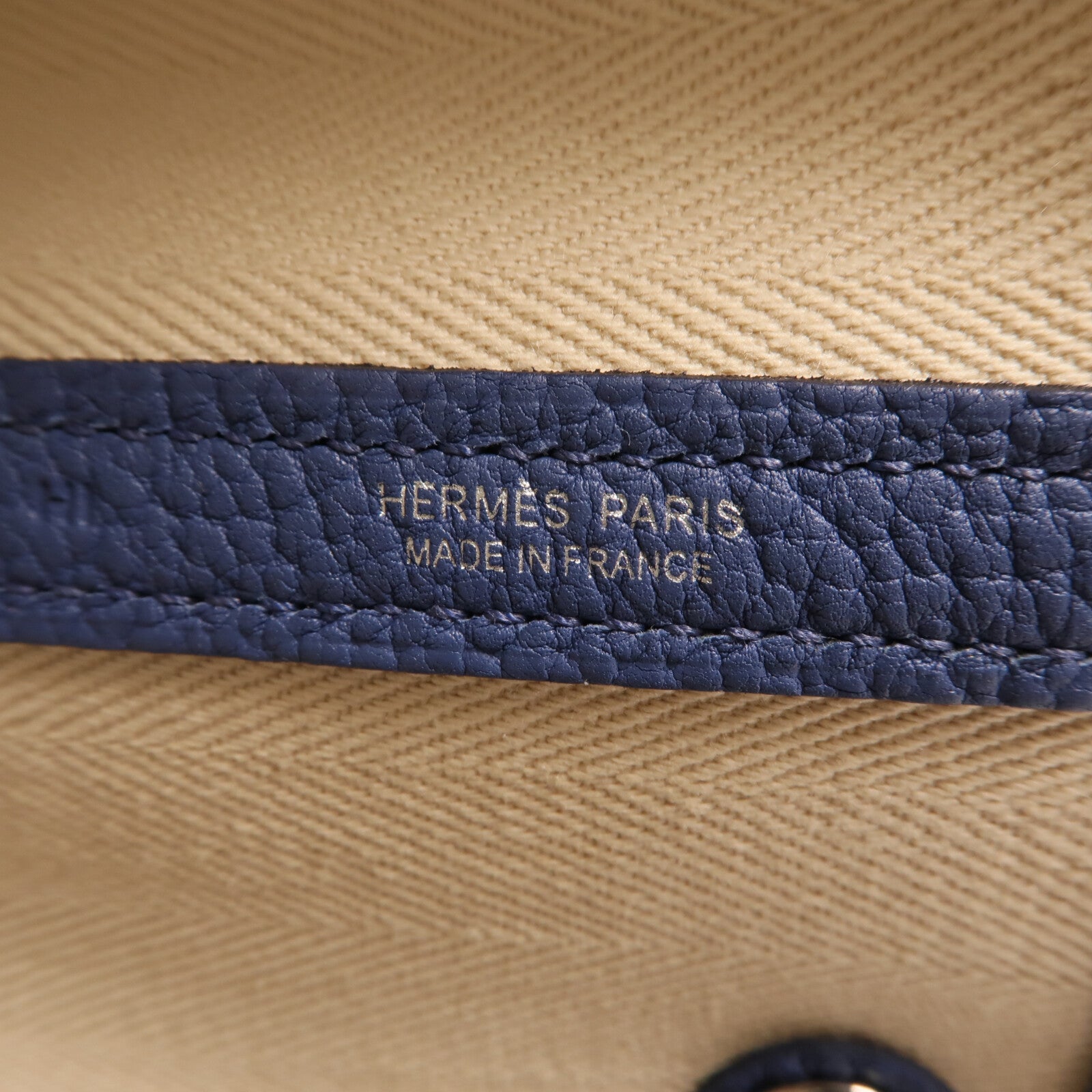 HERMES 帆布Garden Party PM銀扣手挽袋Bleu Brighton