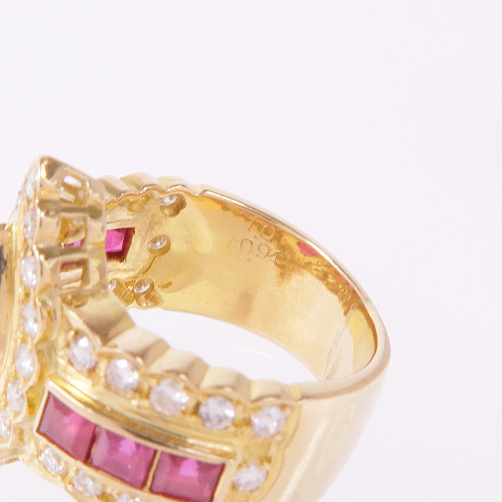 JEWELRY 【激減優惠】18K黃金Ruby Diamond Ring紅寶石/鑽石戒指US#5.25