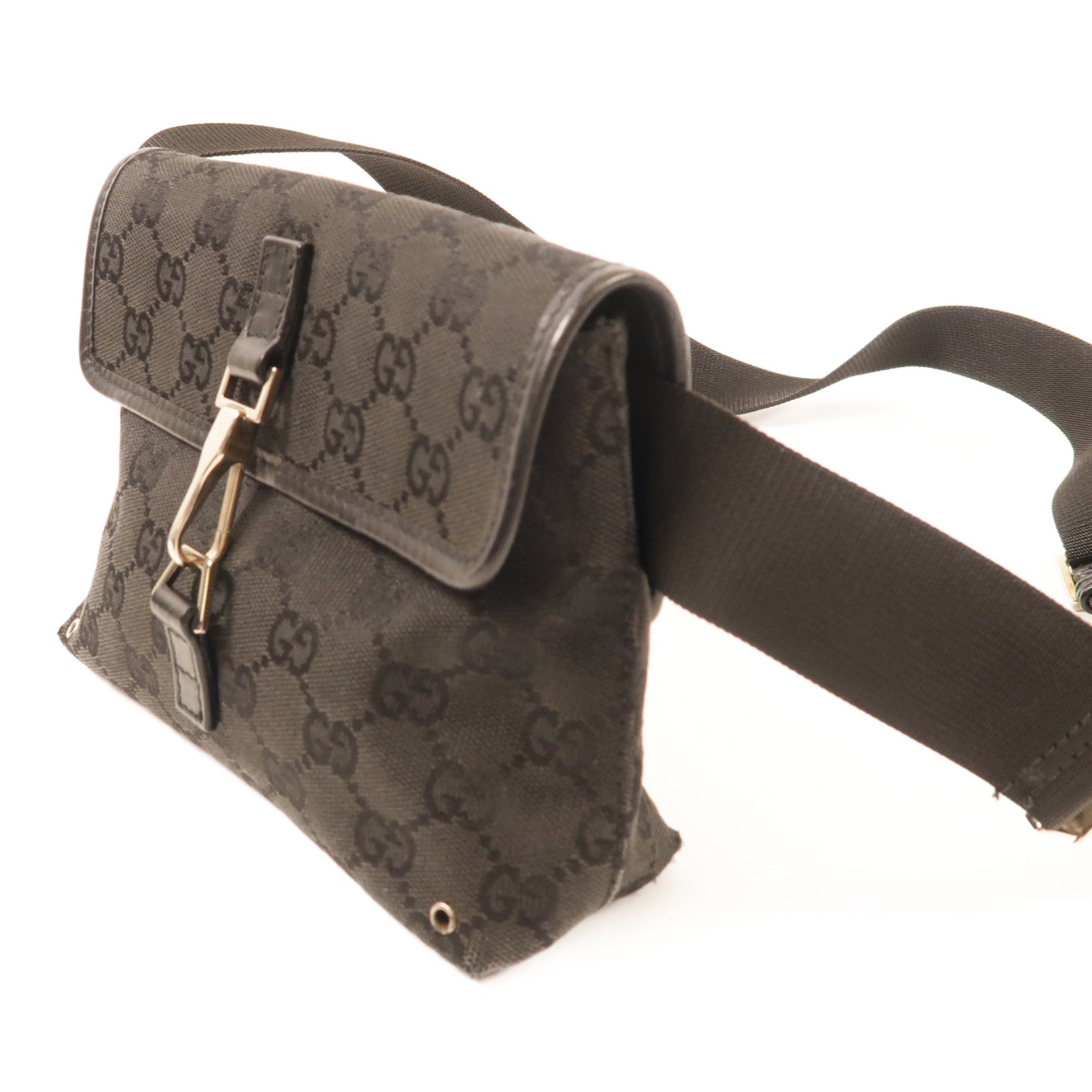 GUCCI 帆布Belt Bag銀扣肩背袋