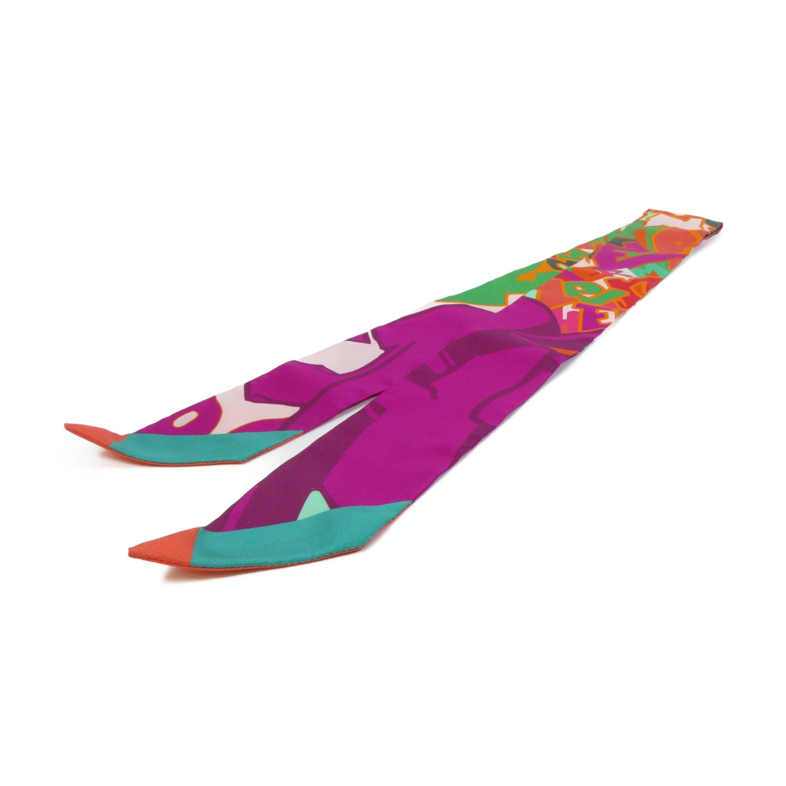 HERMES 【激減優惠】絲質Twilly絲巾紫色