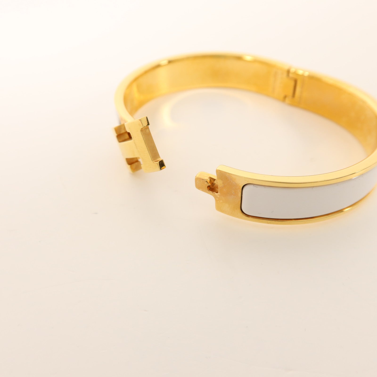 HERMES 金屬/琺瑯Clic H手鐲Blanc