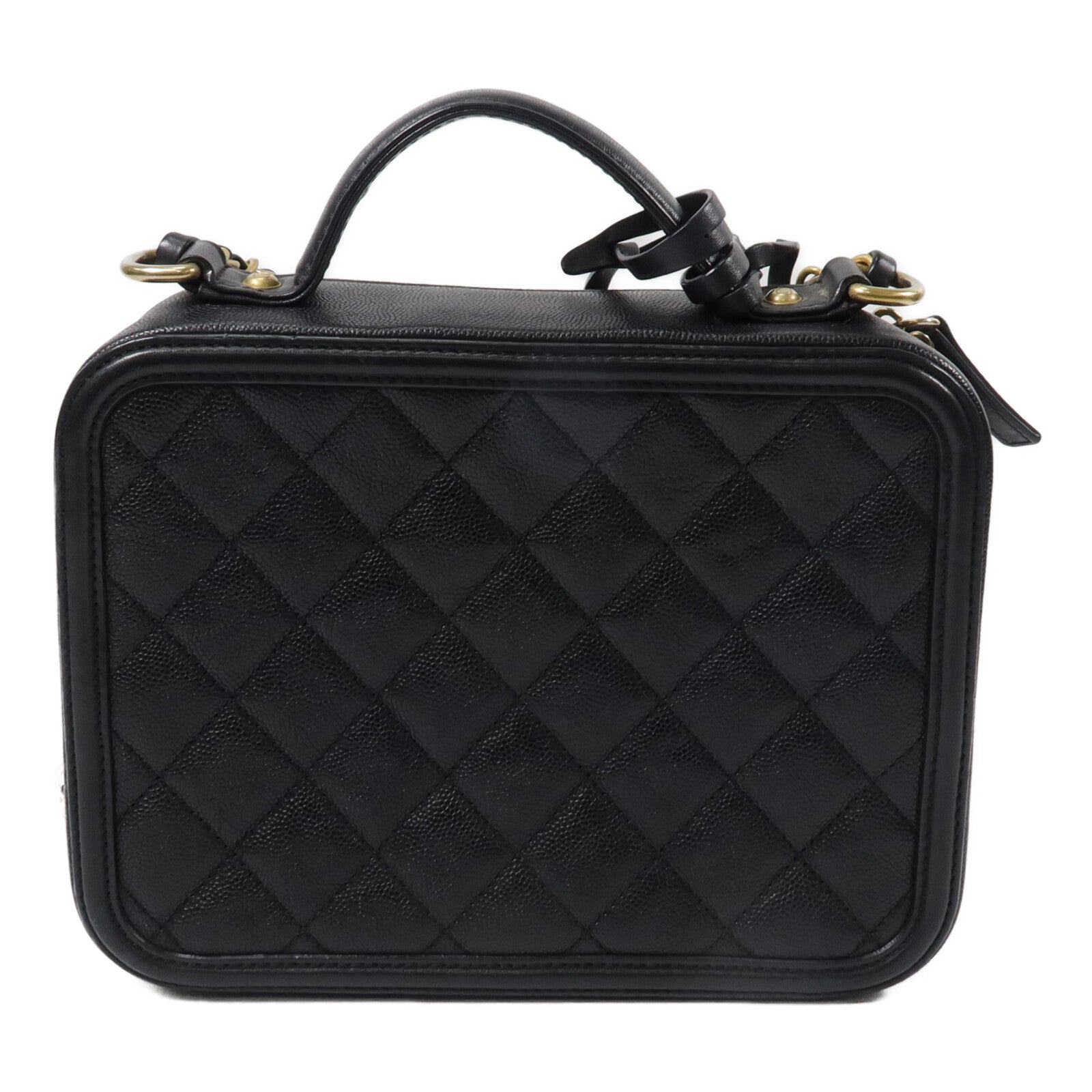 CHANEL 牛皮皮革CC Filigree Vanity Case Medium鏈帶肩背袋