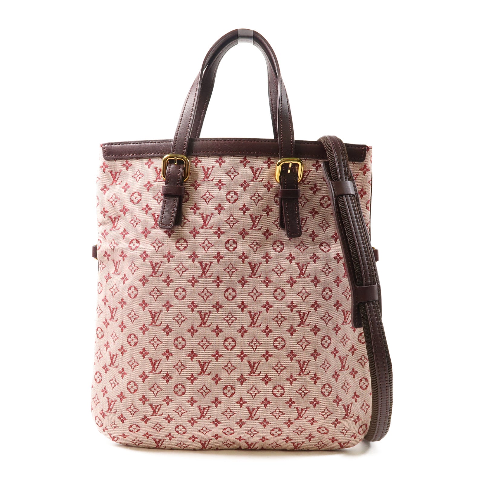 LOUIS VUITTON Monogram Mini Francoise金扣手挽肩背兩用袋紅色