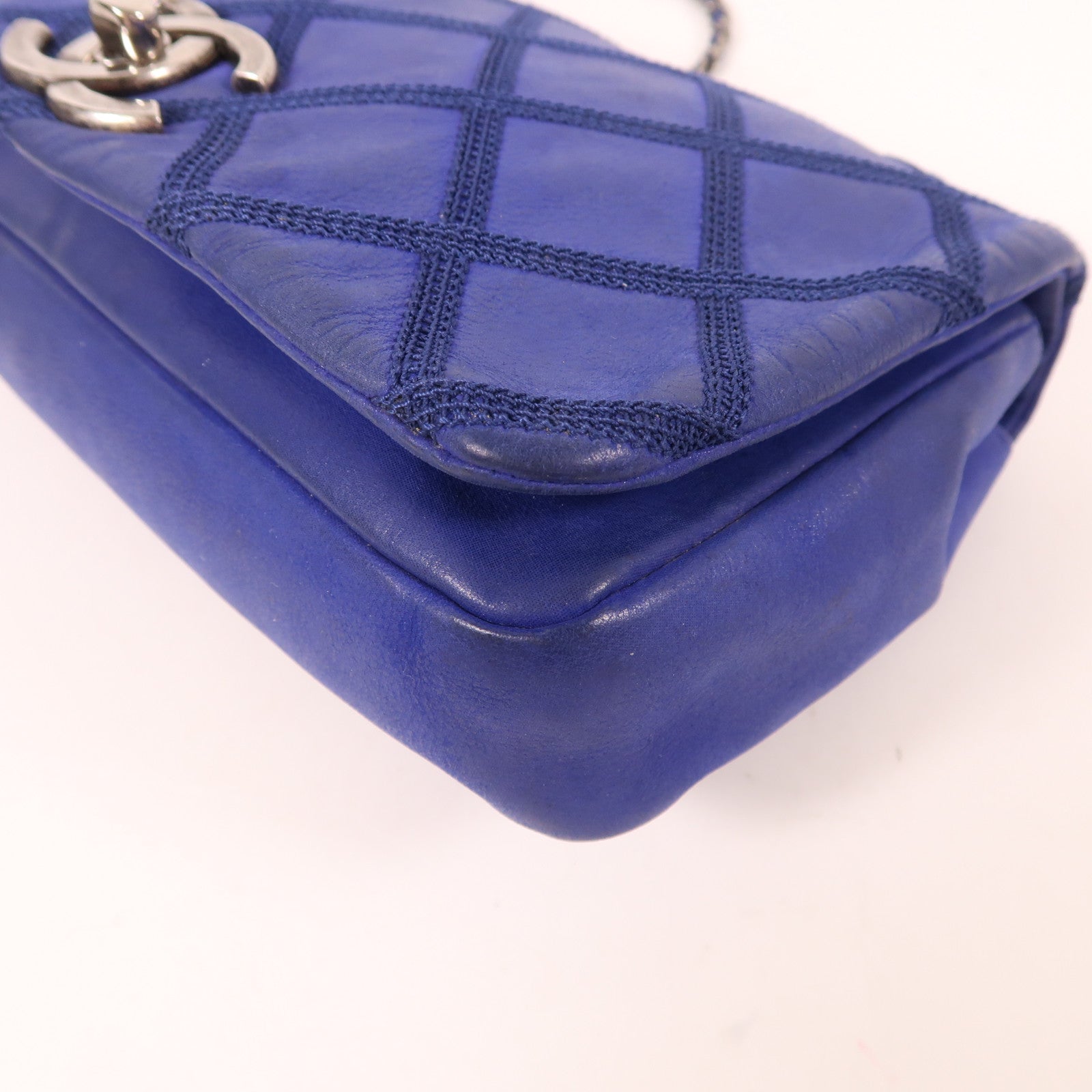 CHANEL 牛皮皮革Chain Shoulder銀扣鏈帶肩背袋
