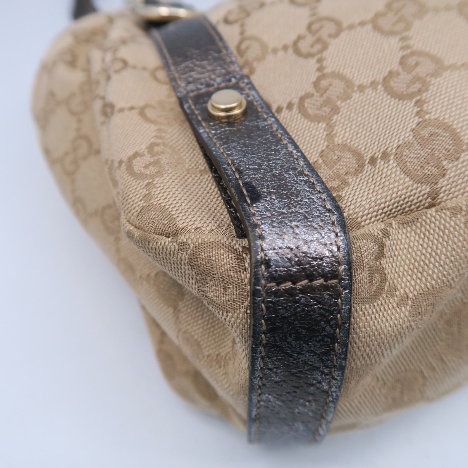 GUCCI 【激減優惠】帆布Shoulder Bag金扣肩背袋啡色/灰色