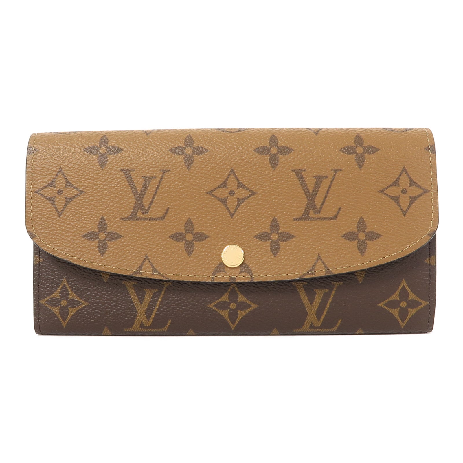LOUIS VUITTON Monogram Emilie金扣長錢包啡色