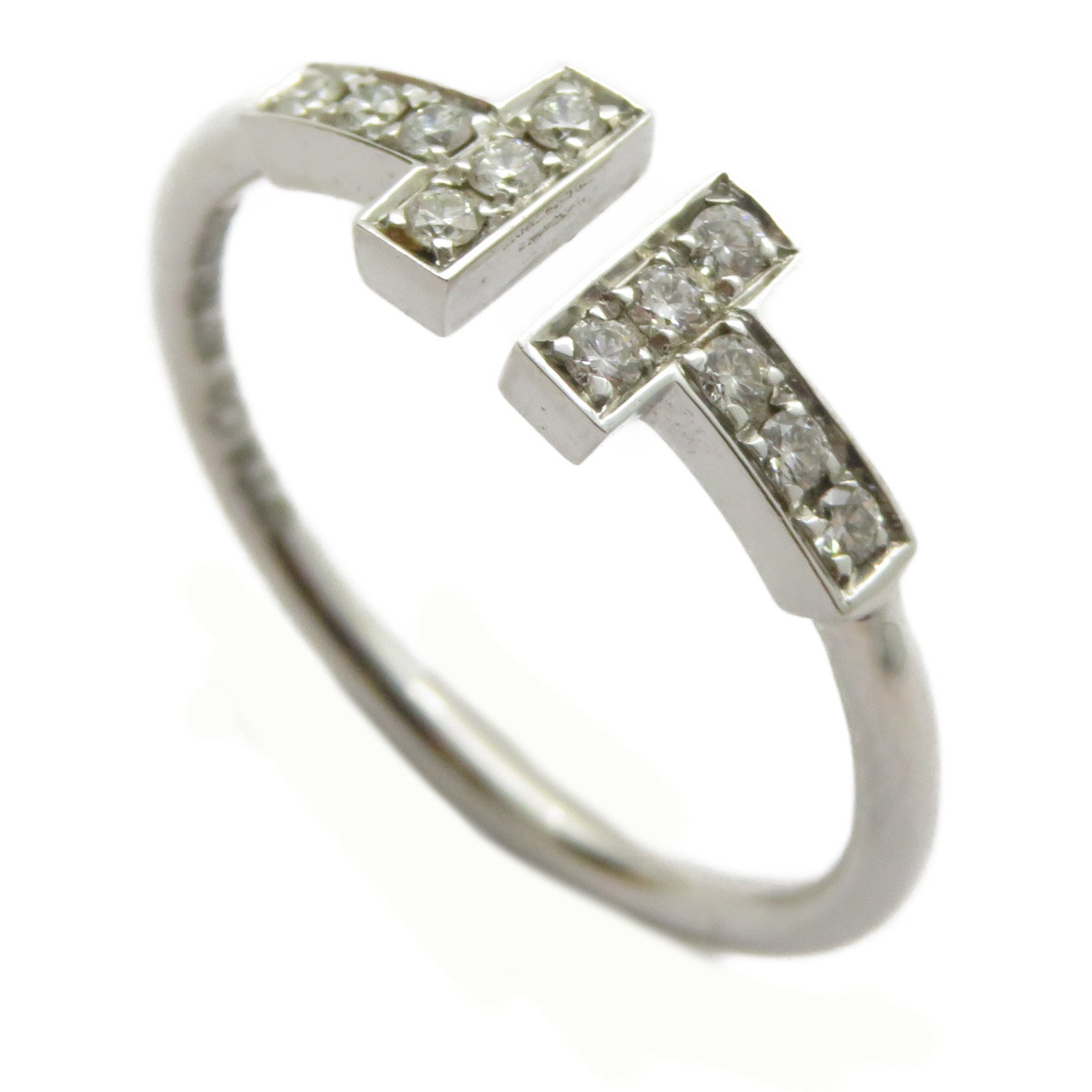 TIFFANY＆CO 18K白金T Wire Diamond Ring鑽石戒指US#7.25