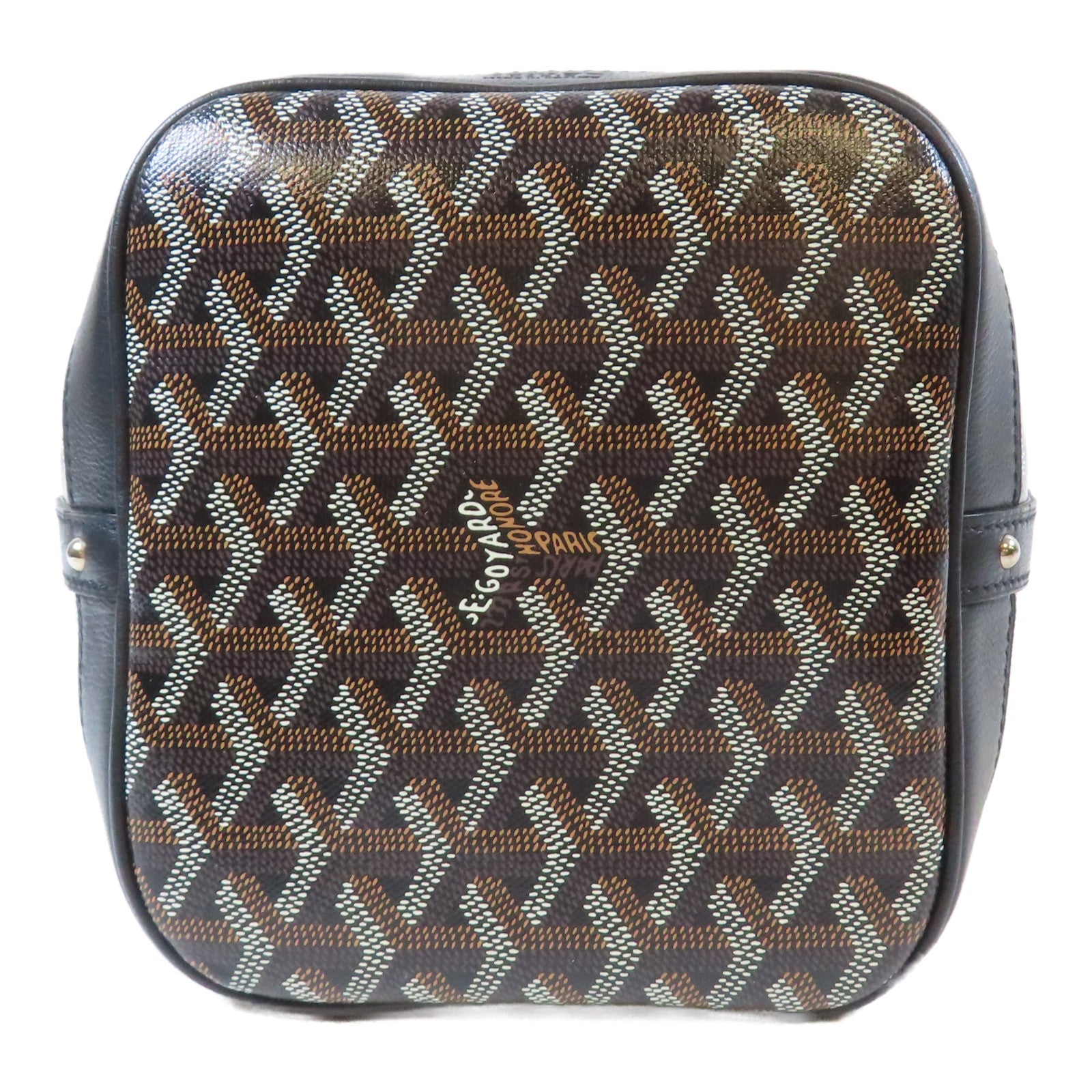 GOYARD 塗層帆布/牛皮皮革Petit Flot Bucket銀扣肩背袋黑色