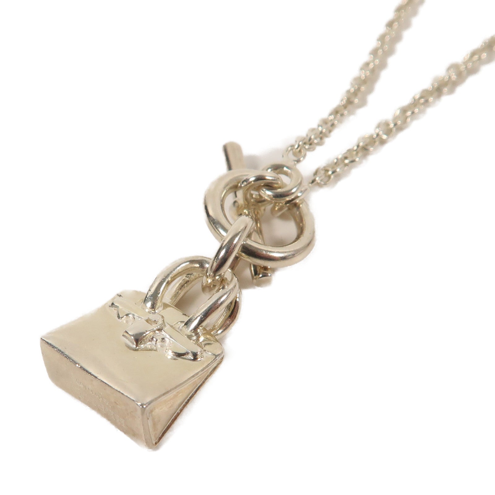 HERMES 925純銀Birkin Necklace項鍊銀色
