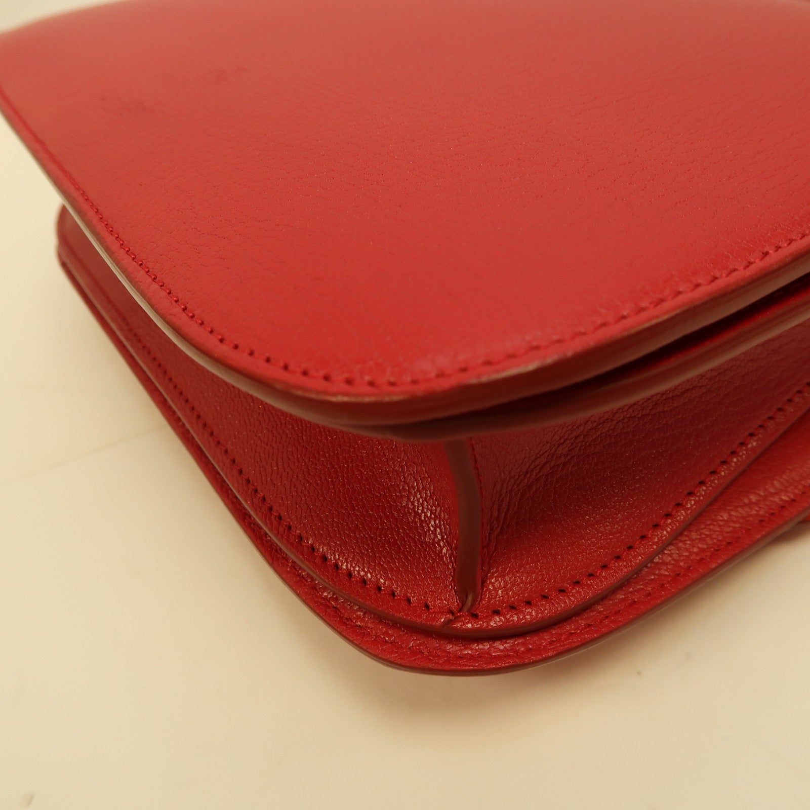 CELINE 【激減優惠】牛皮皮革Classic Box銀扣肩背袋紅色