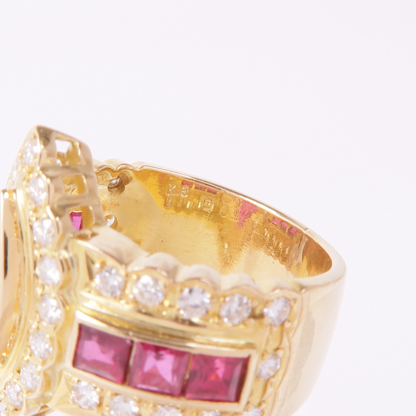 JEWELRY 【激減優惠】18K黃金Ruby Diamond Ring紅寶石/鑽石戒指US#5.25